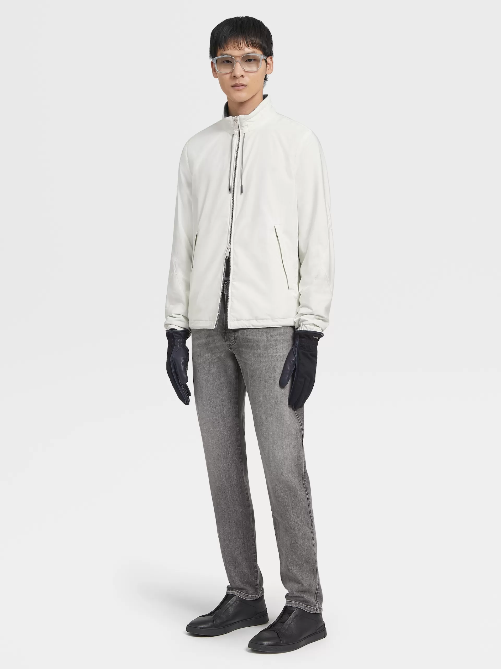 ZEGNA Blusoes E Casacos^Blusao Reversivel Em Tecido Tecnico Branco/Cinzento