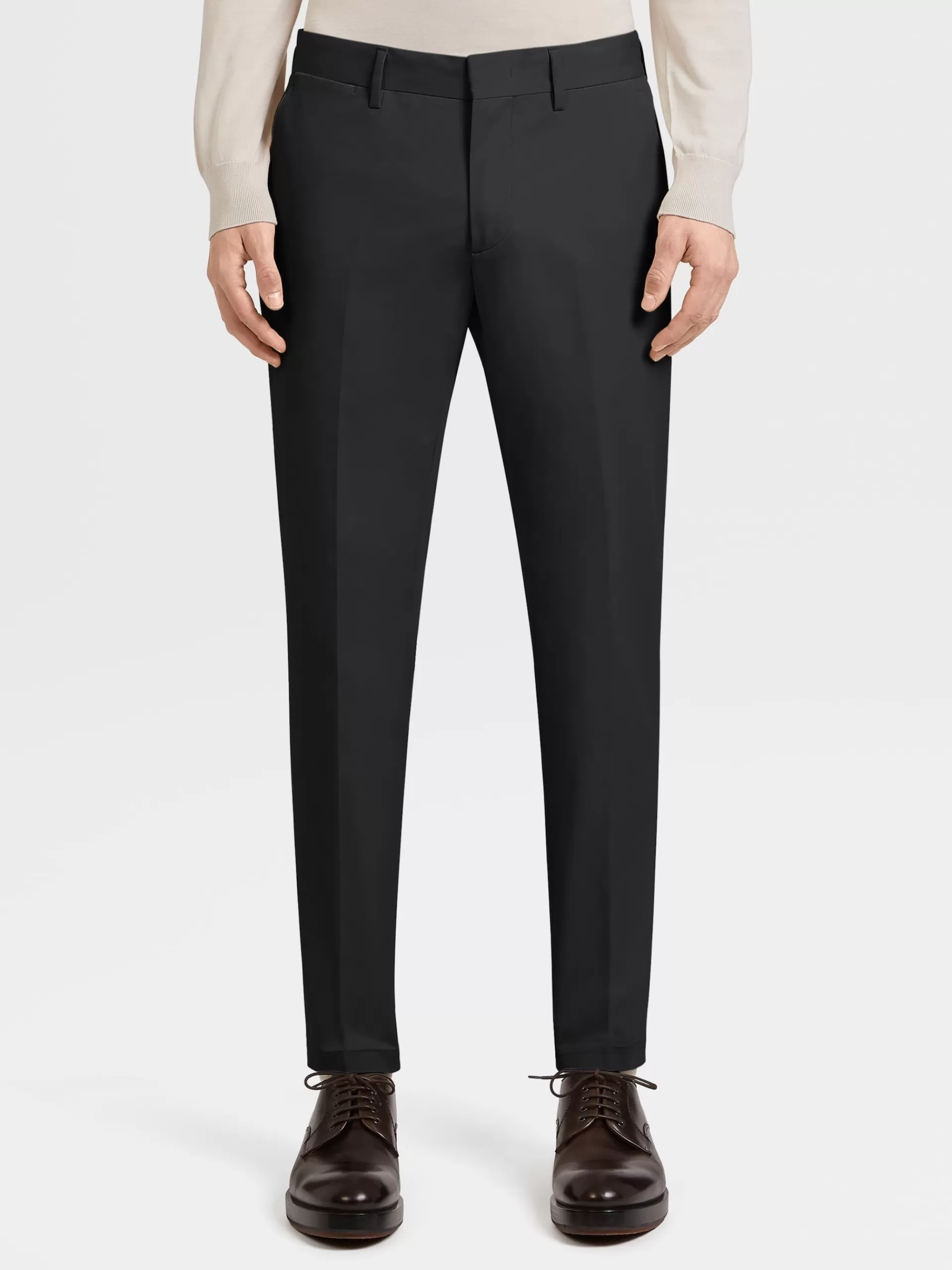 ZEGNA Calças^Calças De Algodao Elastico Preto