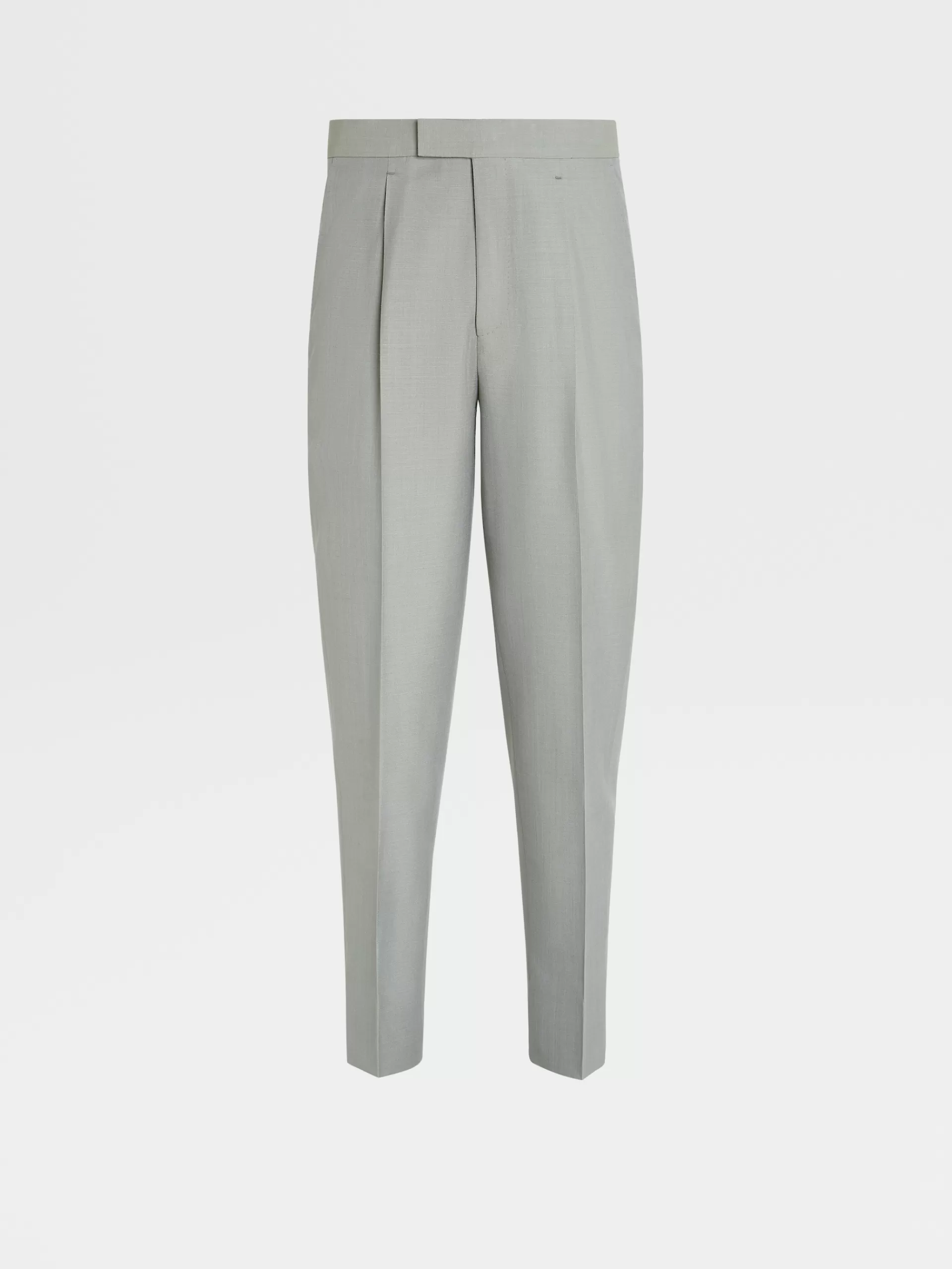 ZEGNA Calças^Calças De Cerimonia Azul-Claras Em Seda E La Com Prega Azul-Claro