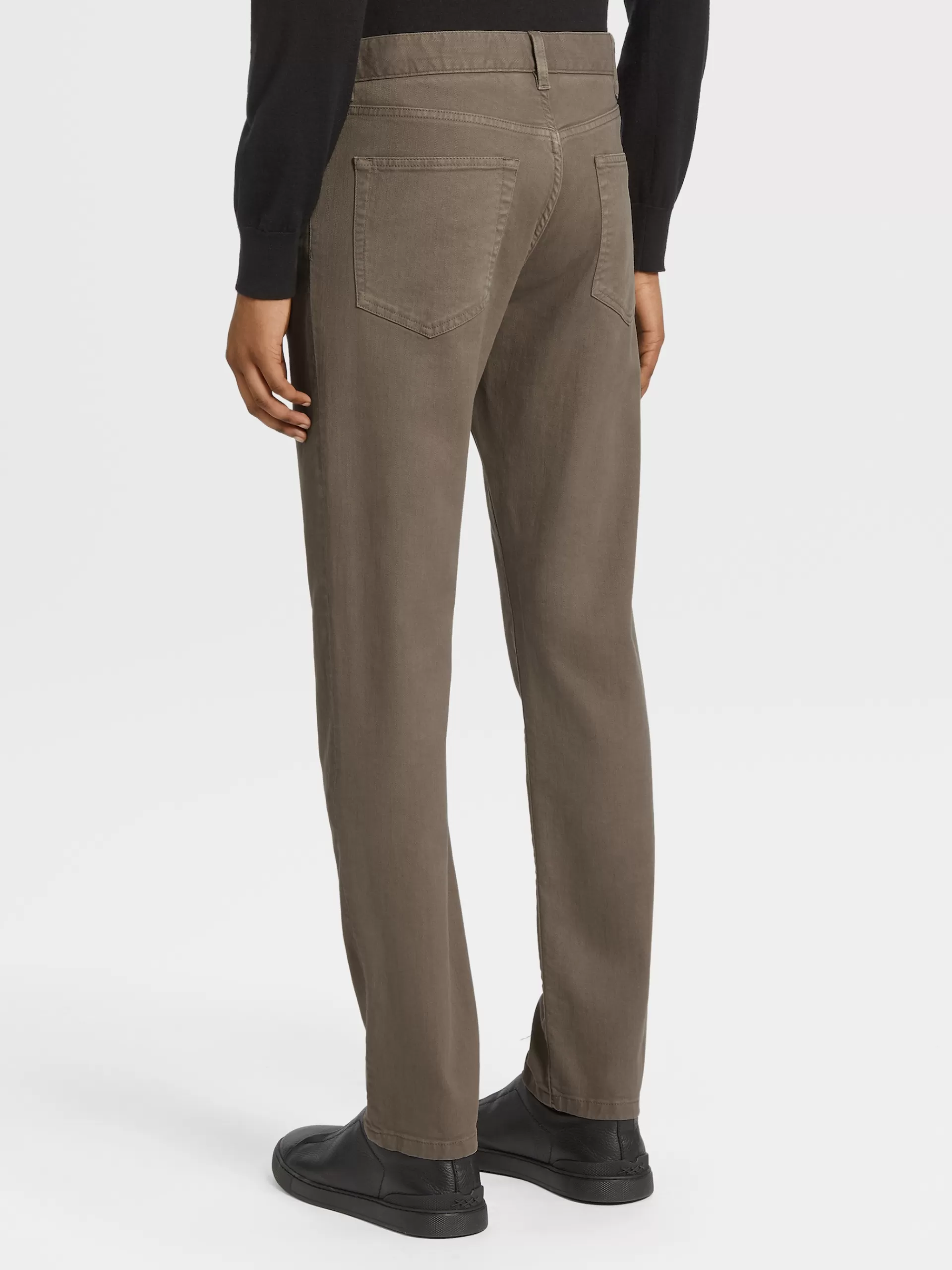 ZEGNA Jeans^Calças De Ganga City Em Algodao Elastico Deslavado Com 5 Bolsos No Tom Cinza-Acastanhado Claro Cinzento-Acastanhado Claro