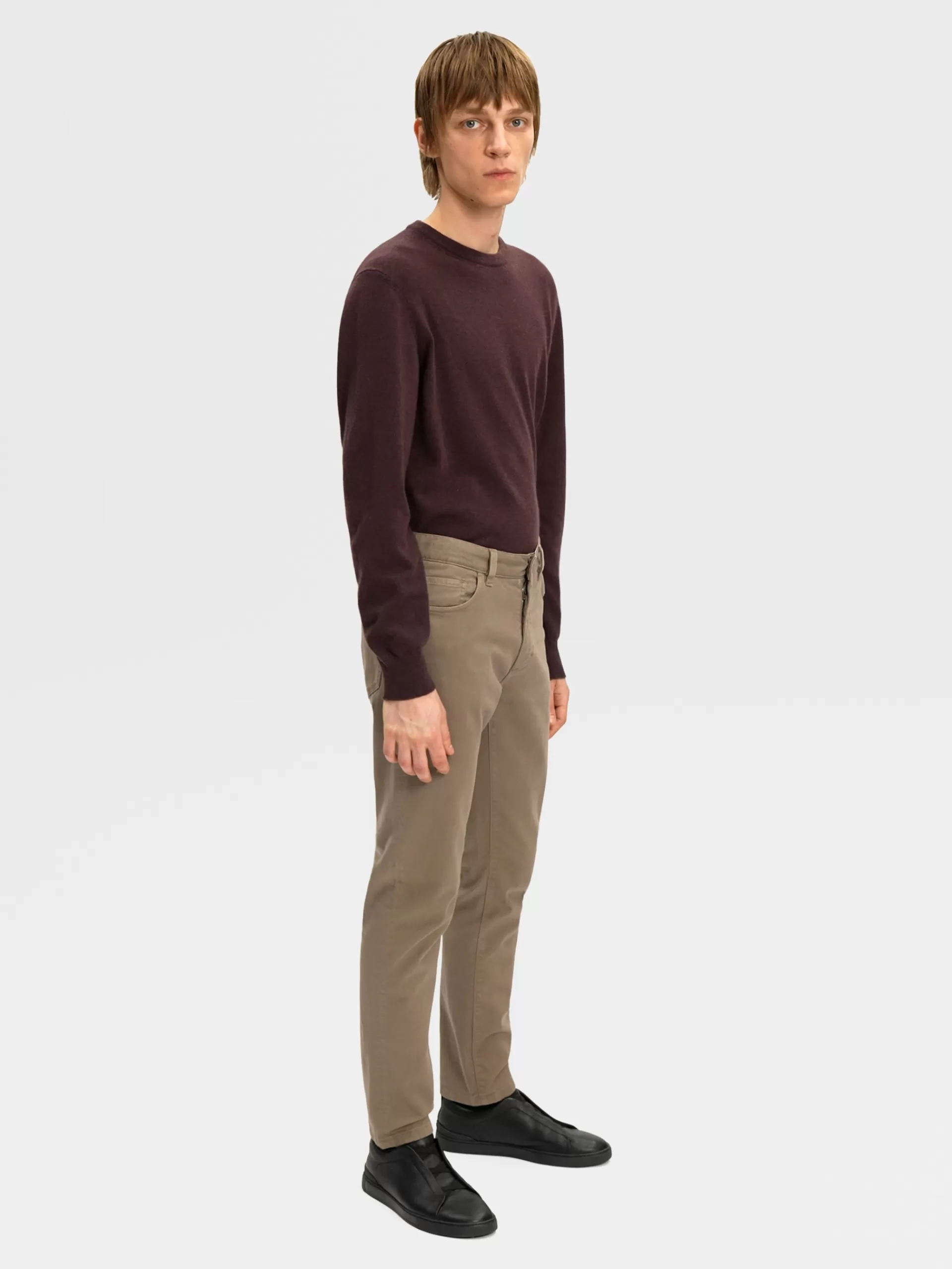 ZEGNA Jeans^Calças De Ganga City Em Algodao Elastico Deslavado Com 5 Bolsos No Tom Cinza-Acastanhado Claro Cinzento-Acastanhado Claro