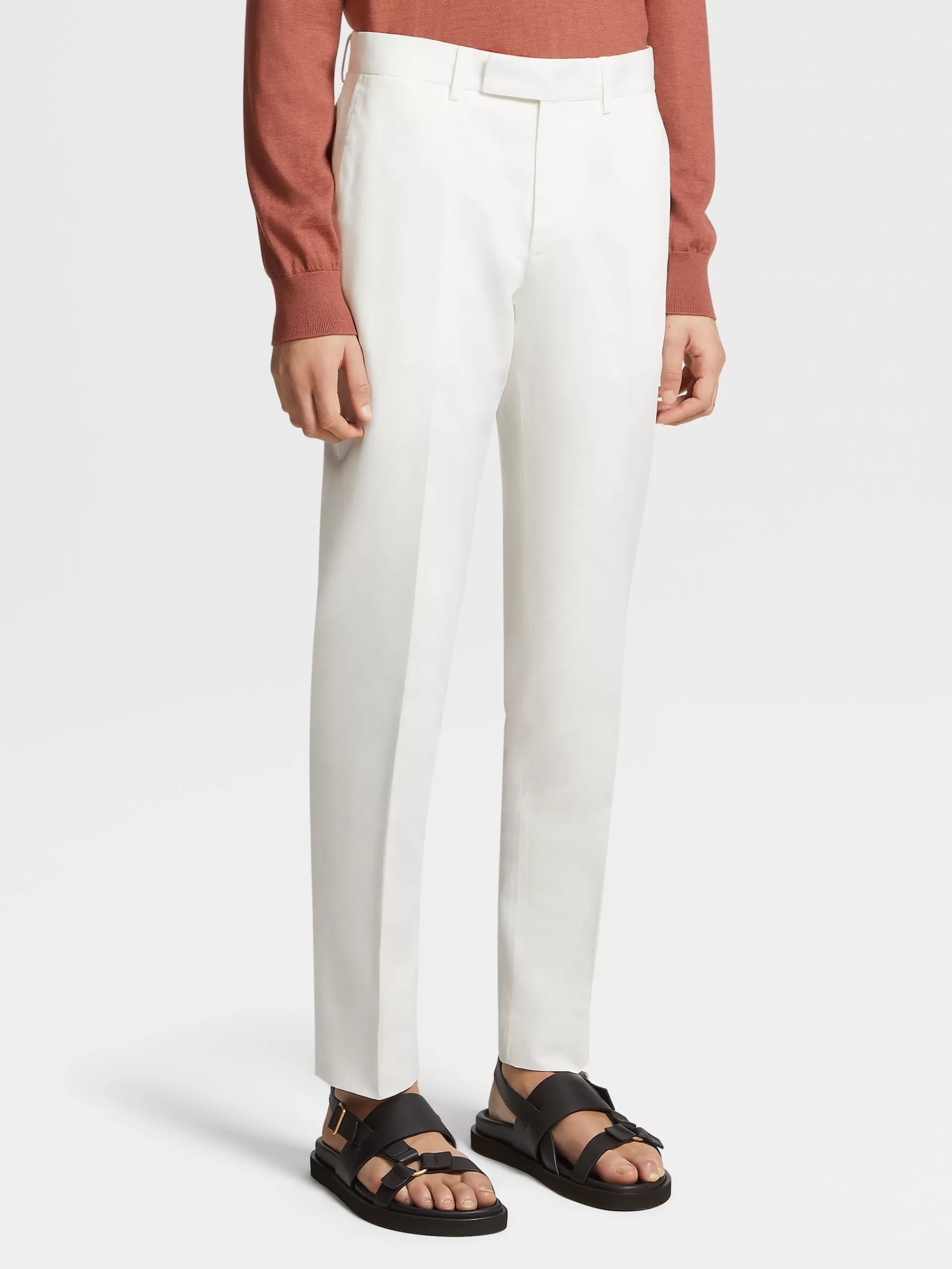 ZEGNA Calças^Calças Summer Chino Brancas Em Algodao E Linho Branco