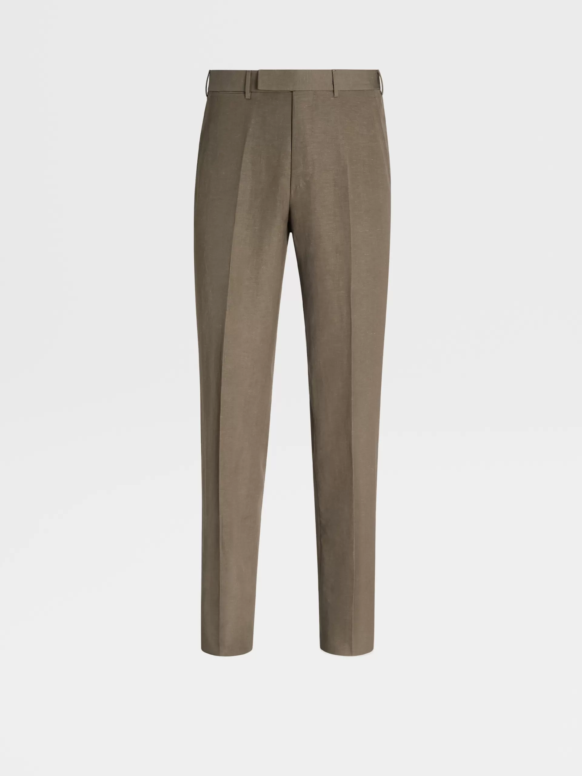 ZEGNA Calças^Calças Verde-Tropa Claras Em La E Linho Trofeo™ Summer Verde-Tropa Claro