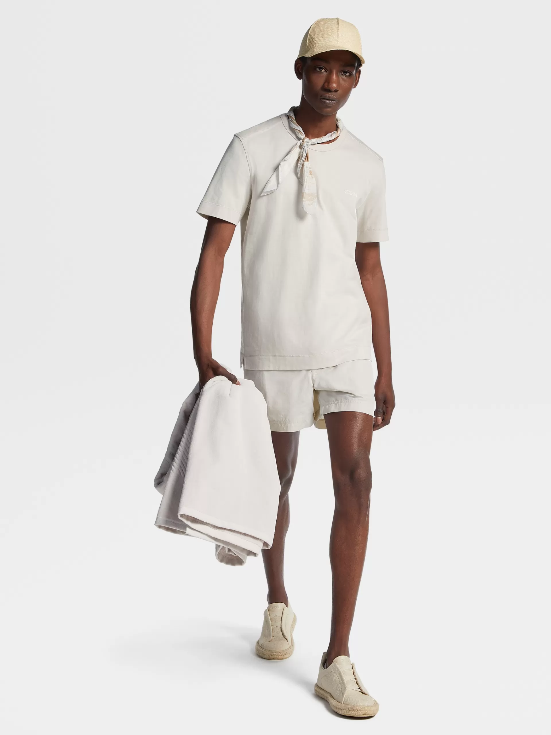 ZEGNA Moda Praia^Calcoes De Banho 232 Road Brand Mark Bege