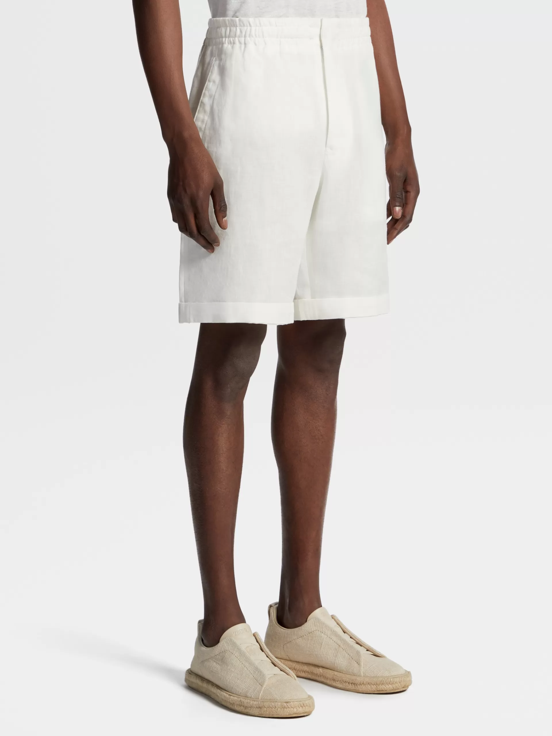 ZEGNA Calças^Calcoes Em Linho Branco