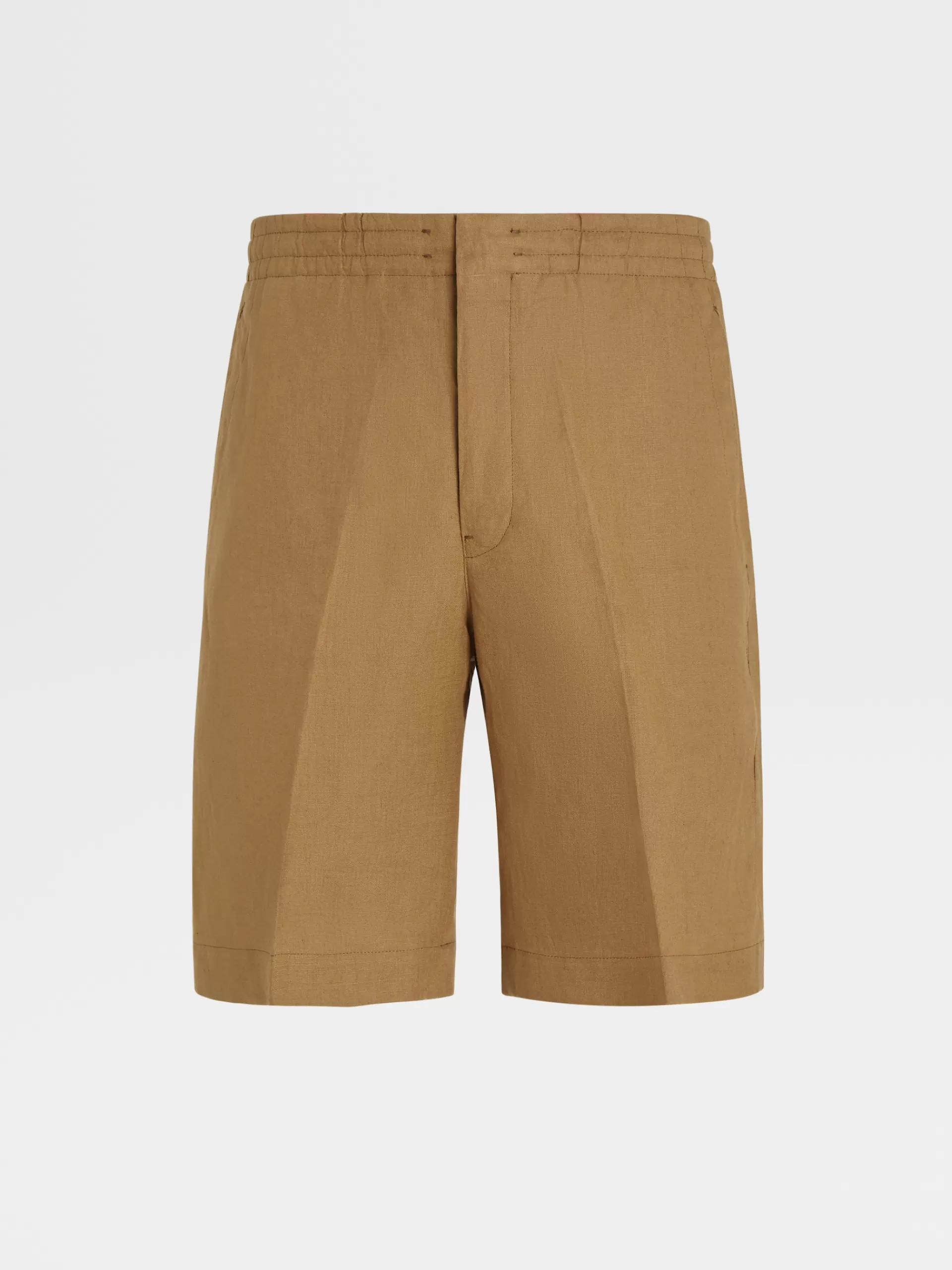 ZEGNA Calças^Calcoes Em Linho Puro Na Cor Verde-Tropa Claro