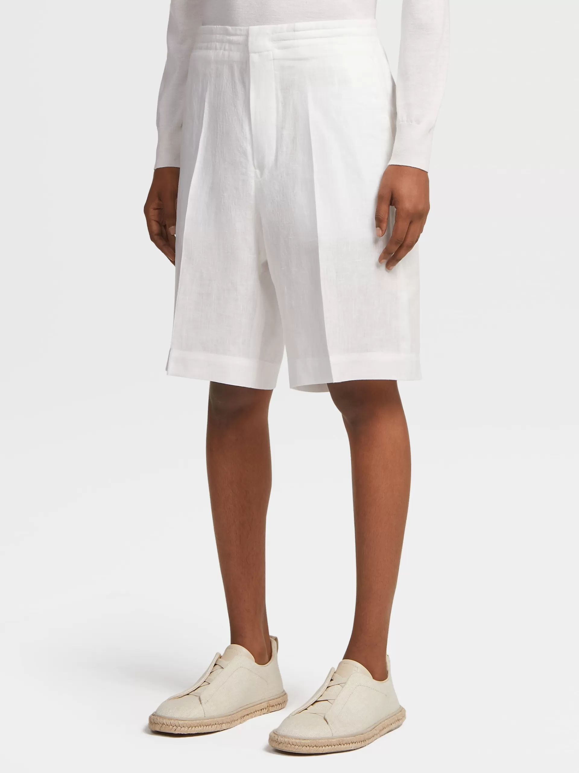 ZEGNA Calças^Calcoes S Em Linho Puro Branco