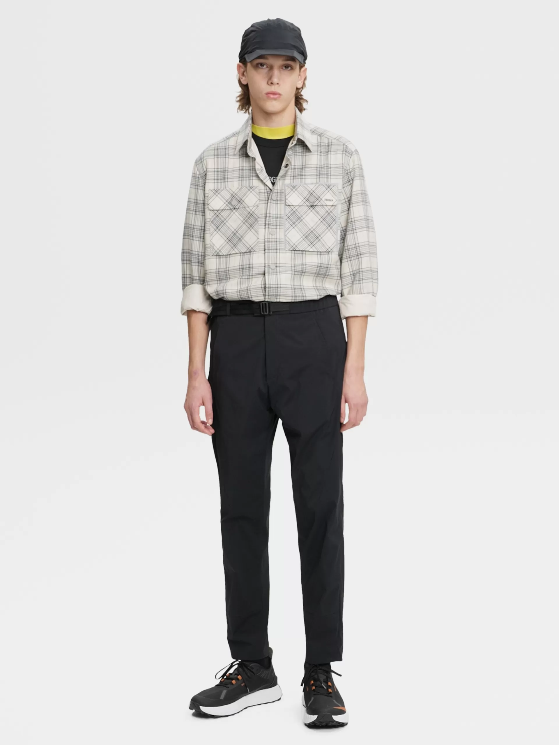 ZEGNA Camisas Para Homem^Camisa Cashco De Manga Comprida Esbranquicada E Preta Com Padrao De Xadrez Esbranquicado/Preto