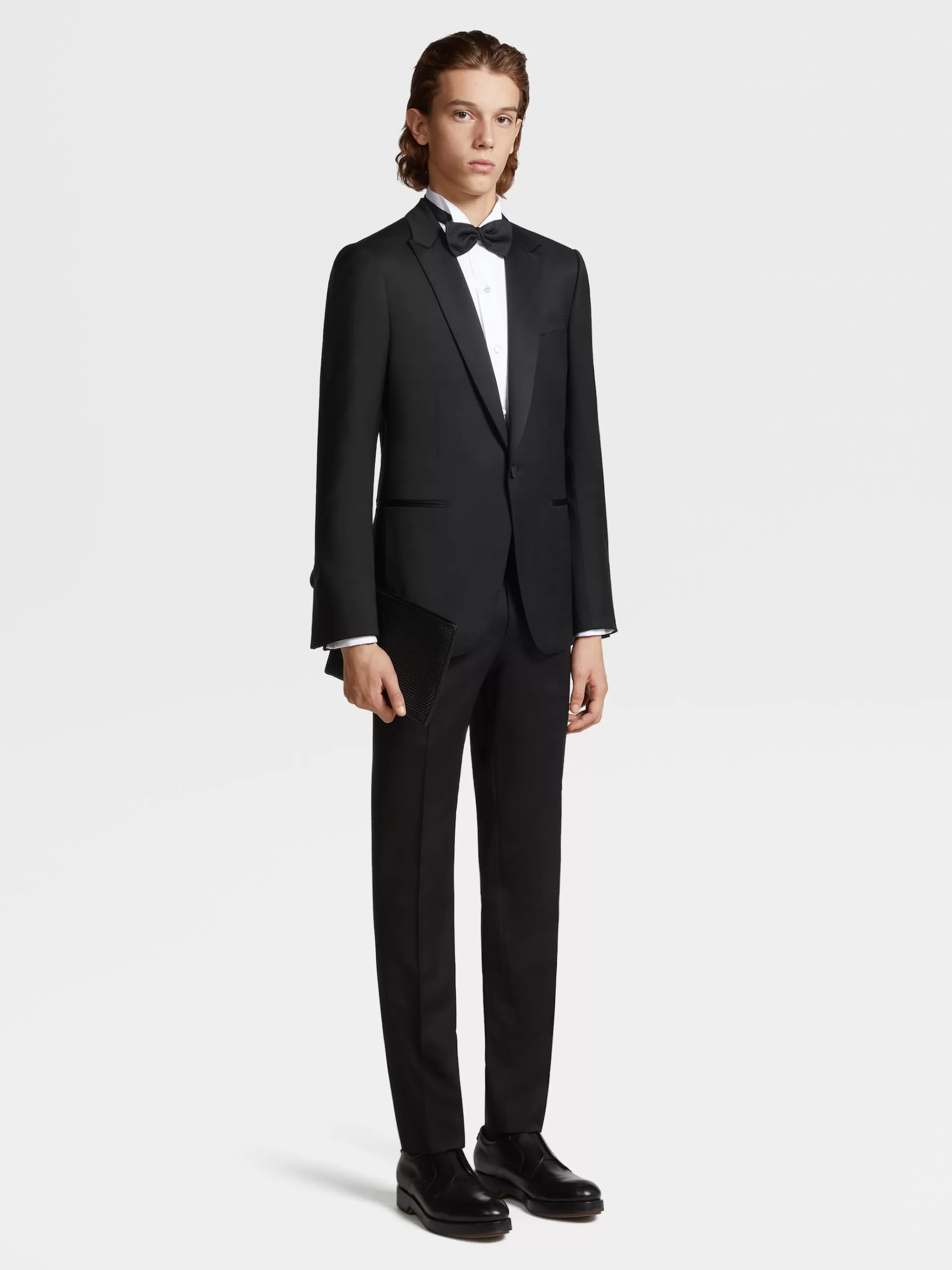 ZEGNA Camisas Para Homem^Camisa De Cerimonia De Manga Comprida Branca Em Pique De Algodao Puro Branco