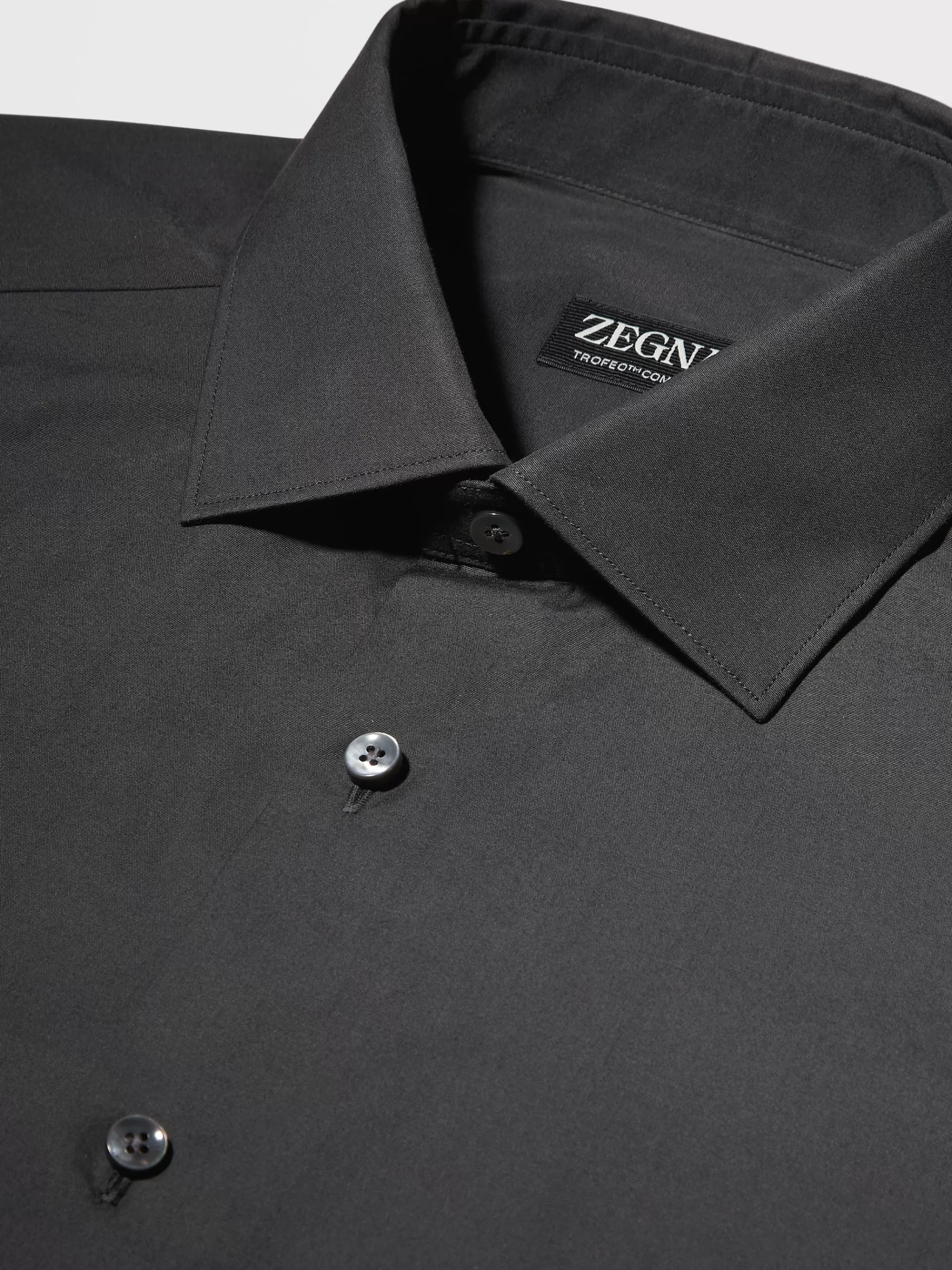 ZEGNA Camisas Para Homem^Camisa Tailoring De Manga Comprida De Algodao Trofeo™ Comfort Cinza-Escuro Cinzento-Escuro