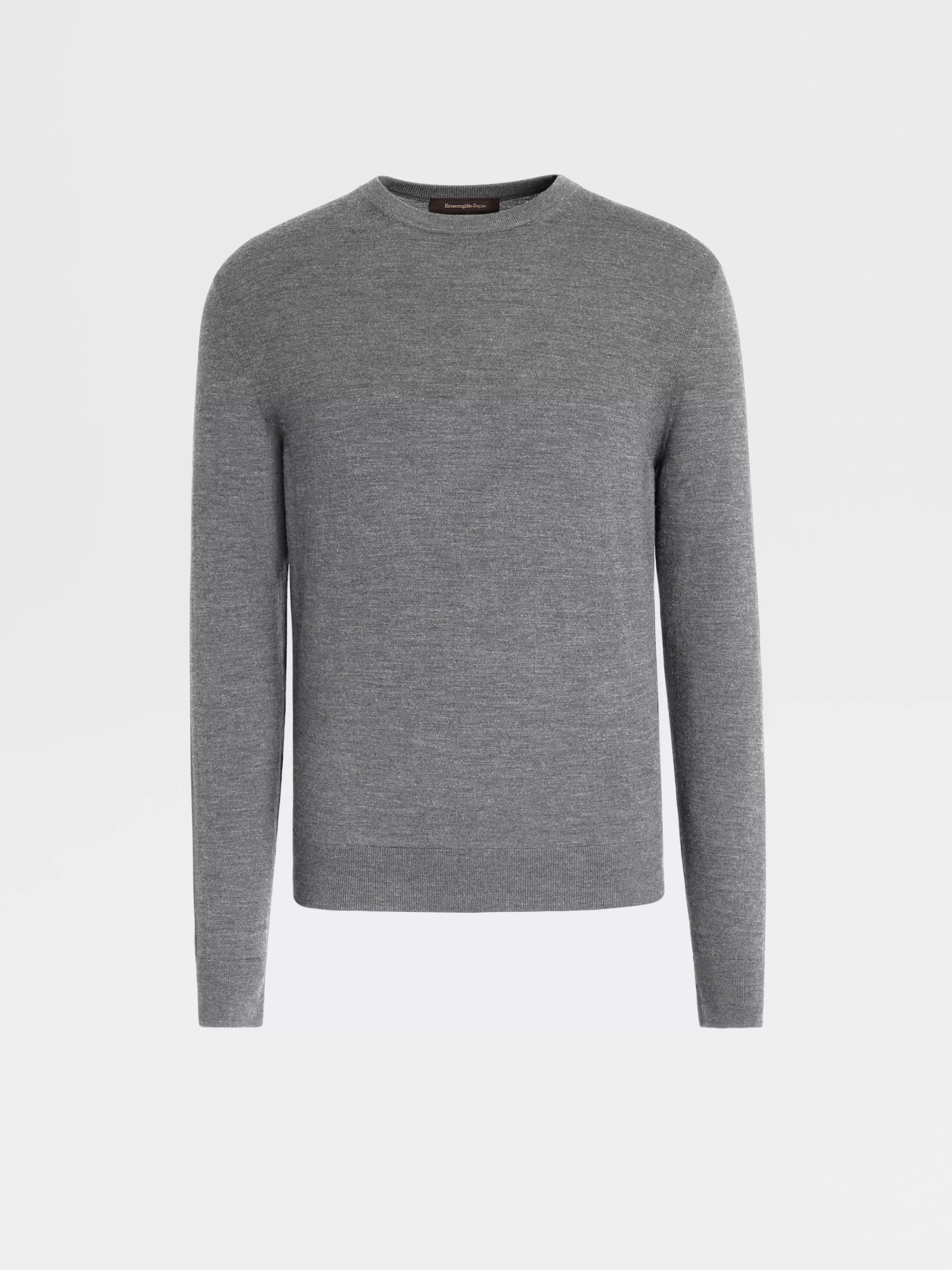 ZEGNA Malhas^Camisola De Malha De Gola Redonda Em La 12Milmil12 No Tom Cinza-Claro Mesclado