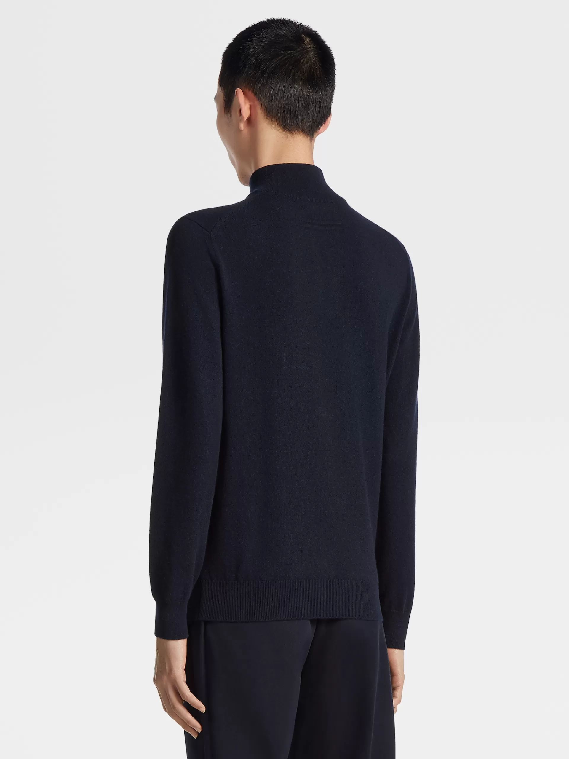 ZEGNA Malhas^Camisola De Meia Gola Oasi Cashmere Com Fecho De Correr Azul-Marinho