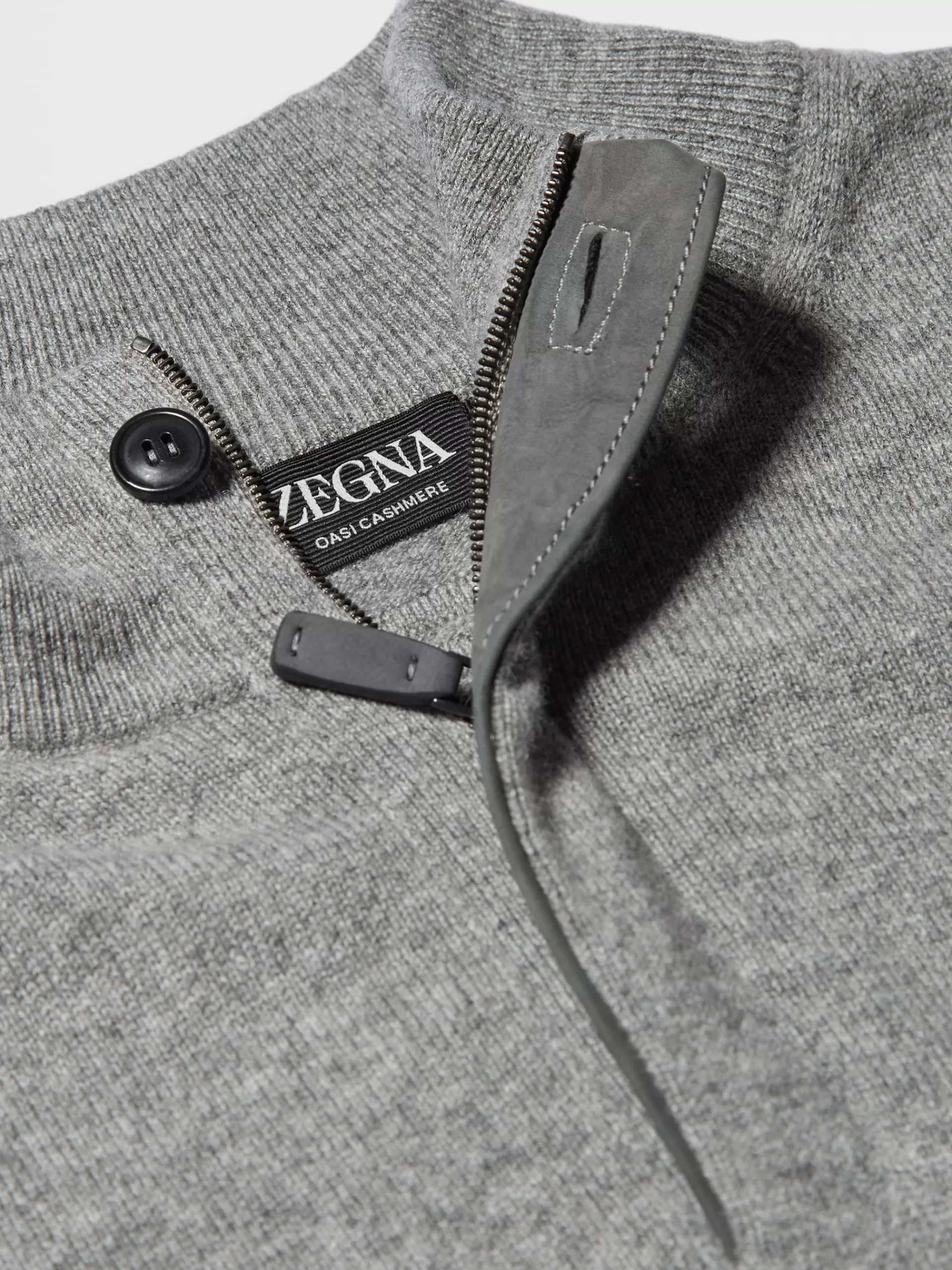 ZEGNA Malhas^Camisola De Meia Gola Oasi Cashmere Com Fecho De Correr Cinza Mesclado Cinzento-Mesclado
