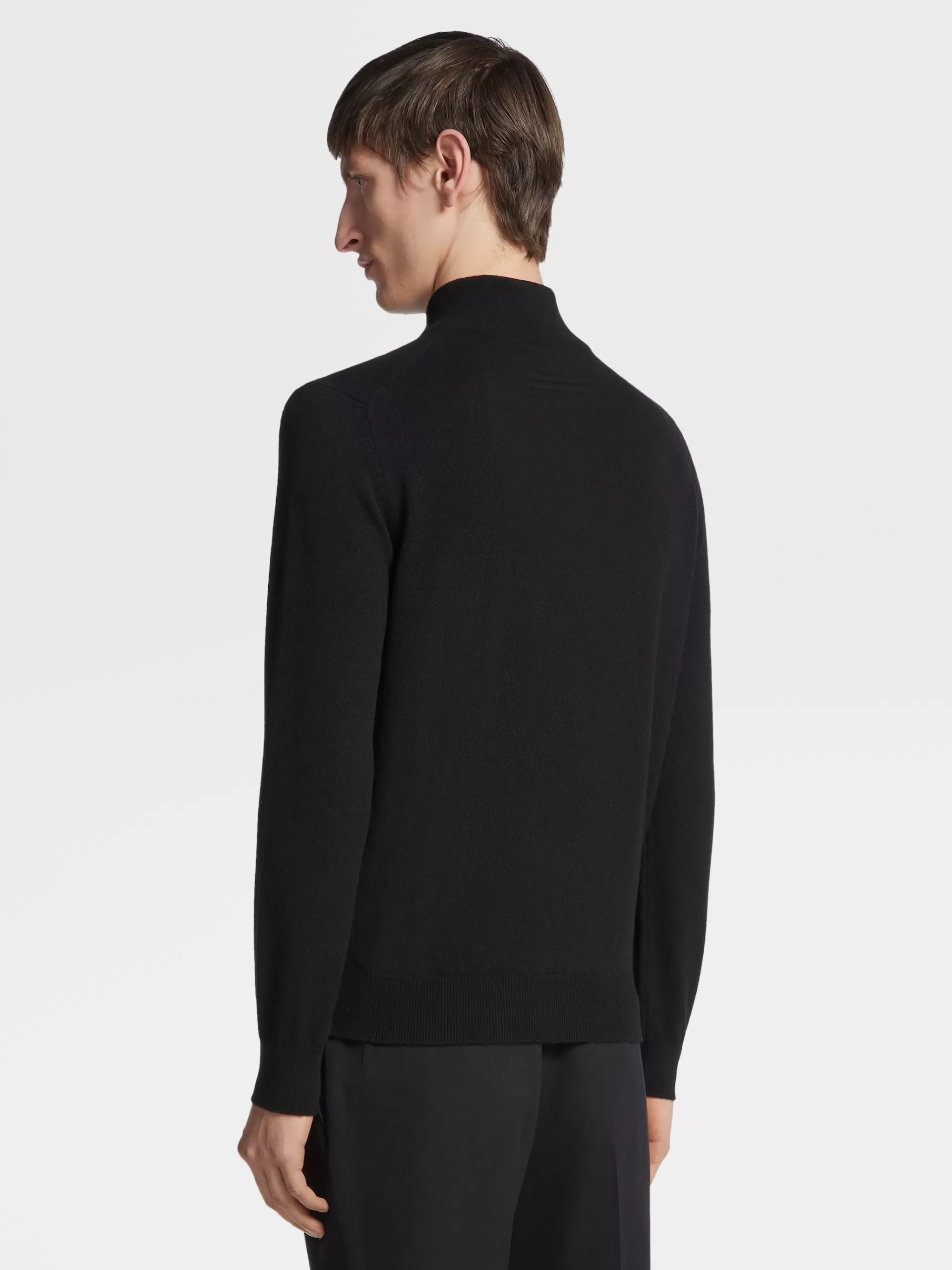 ZEGNA Malhas^Camisola De Meia Gola Oasi Cashmere Com Fecho De Correr Preta Preto