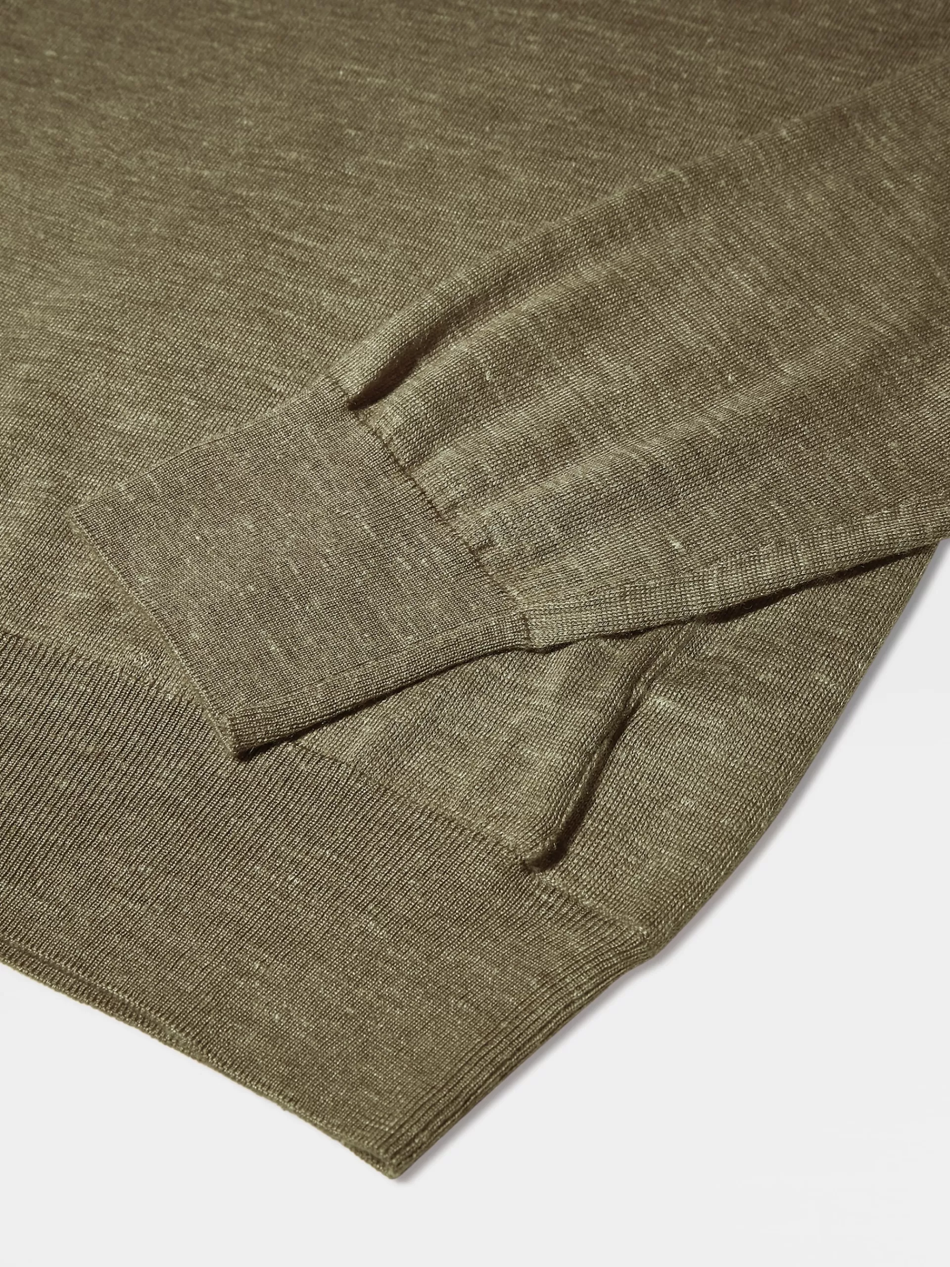 ZEGNA Malhas^Camisola Verde-Tropa Clara De Malha Com Gola Redonda Em Seda, Caxemira E Linho Verde-Tropa Claro