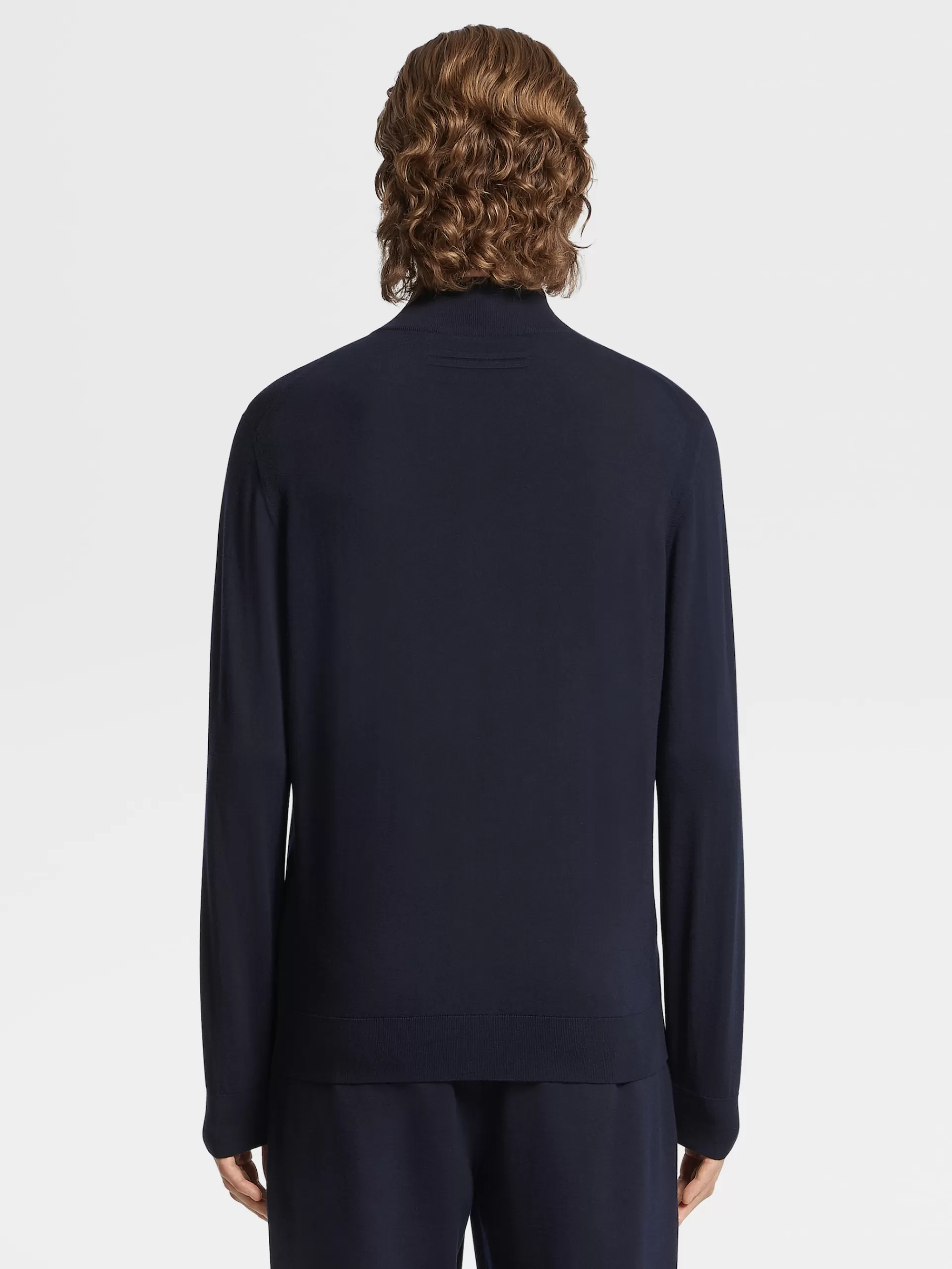 ZEGNA Malhas^Cardiga De Malha Em La 12Milmil12 Com Fecho De Correr Integral Azul-Marinho
