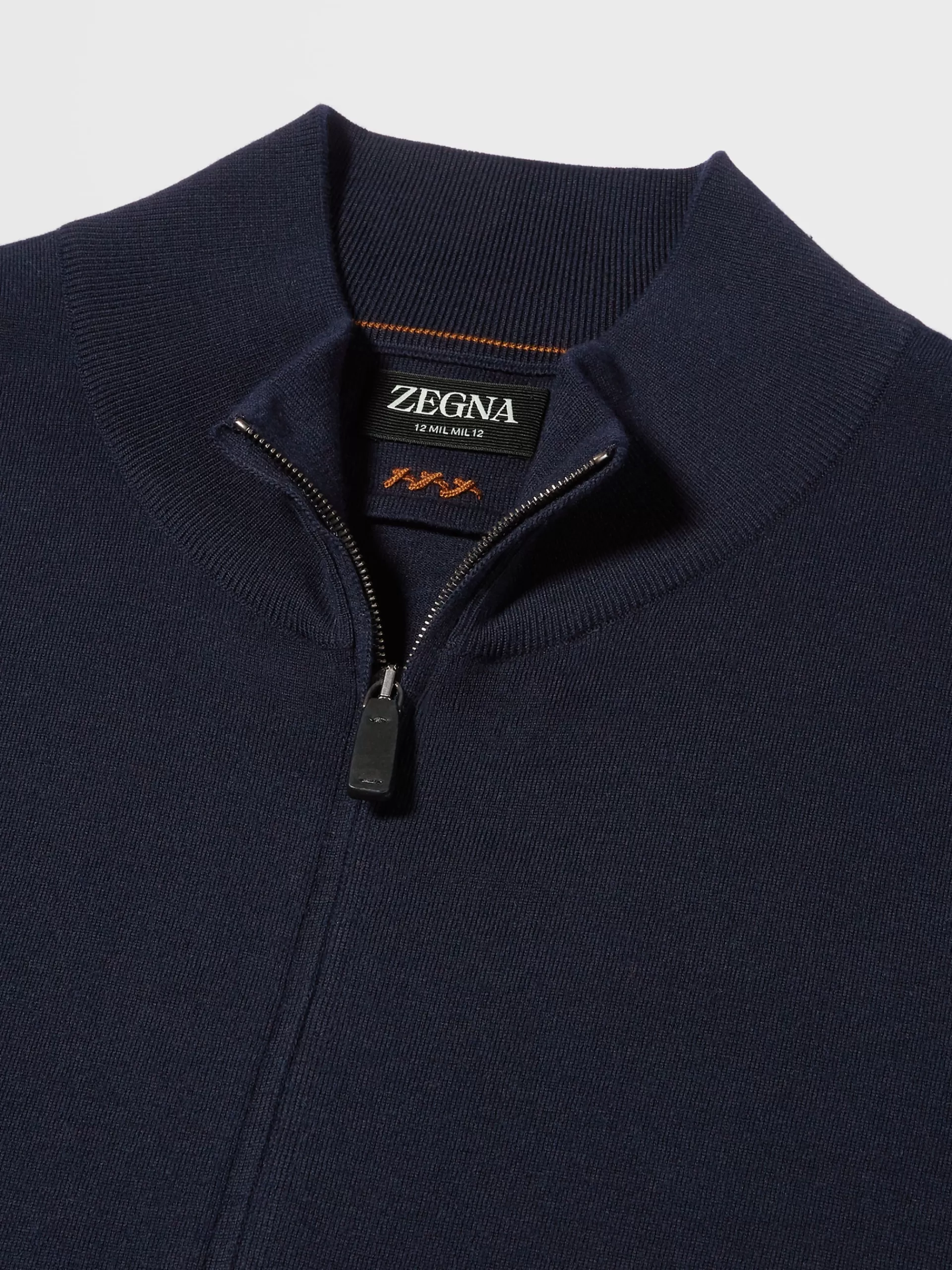 ZEGNA Malhas^Cardiga De Malha Em La 12Milmil12 Com Fecho De Correr Integral Azul-Marinho