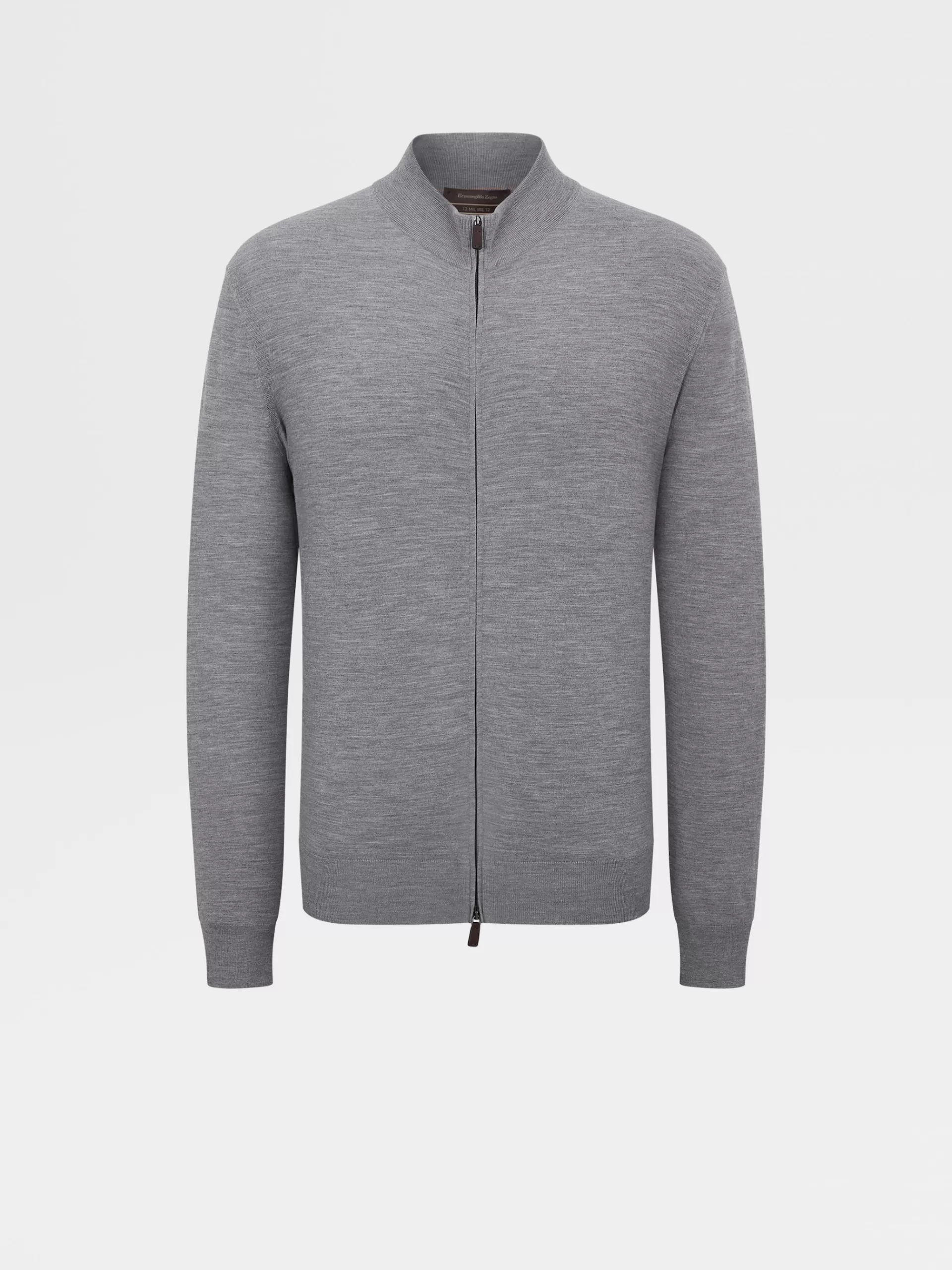 ZEGNA Malhas^Cardiga Em Malha De La 12Milmil12 Com Fecho De Correr Completo No Tom Cinza-Claro Mesclado