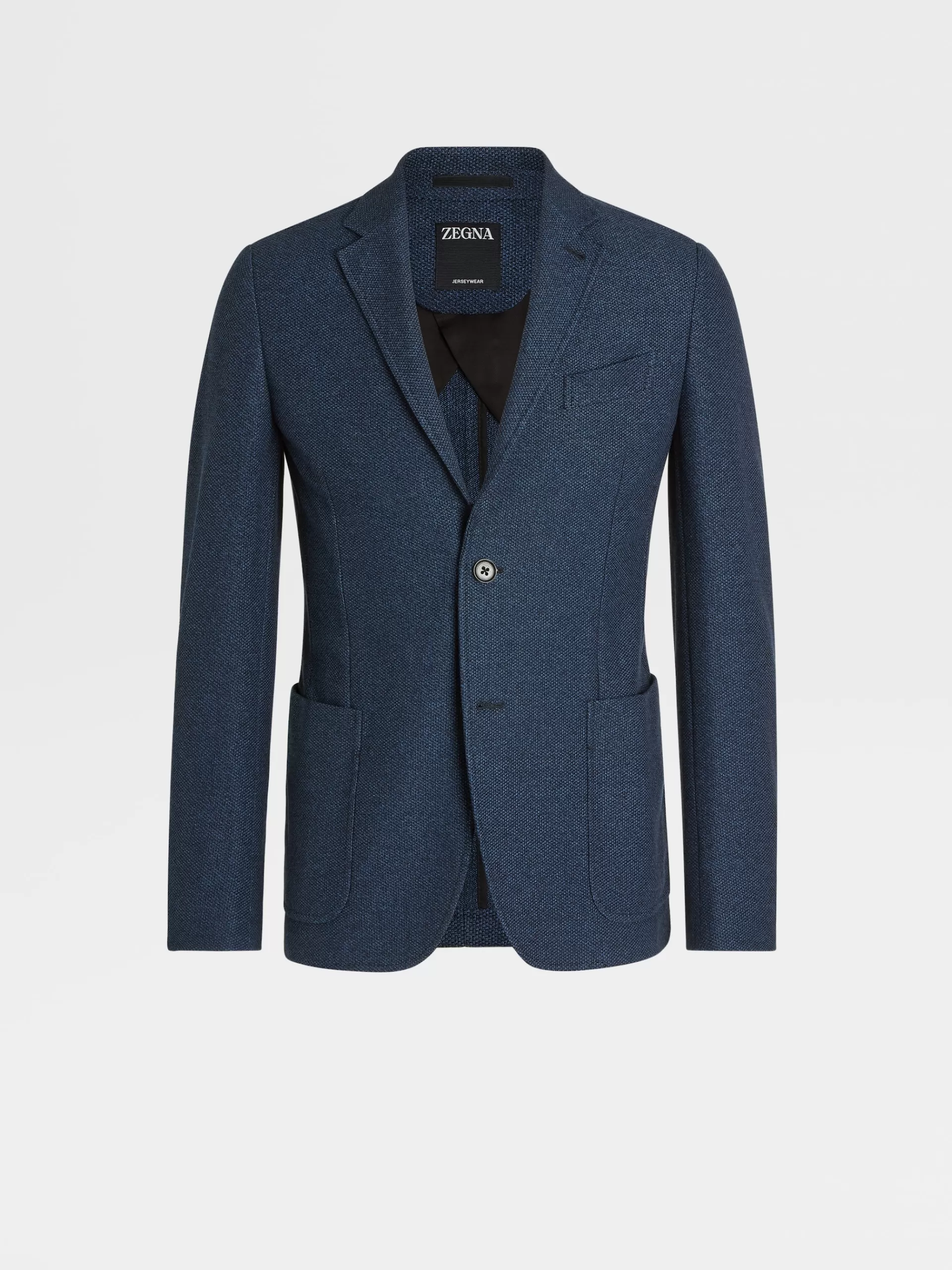 ZEGNA Blazers^Casaco Camiseiro Em Jerseywear De Algodao Aos Favos Azul-Acinzentado