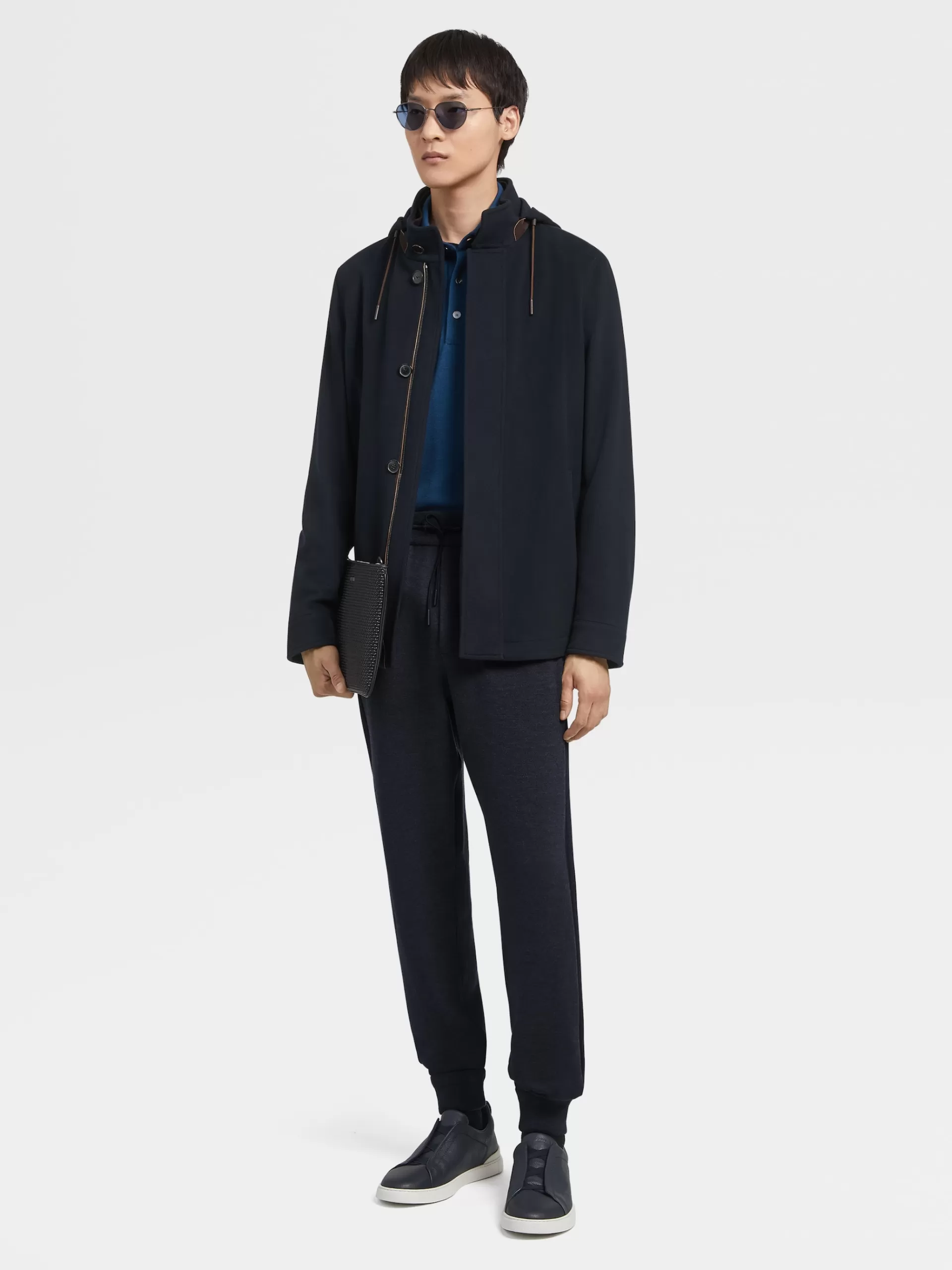 ZEGNA Blusoes E Casacos^Casaco Com Capuz Em La 12Milmil12 Azul-Marinho