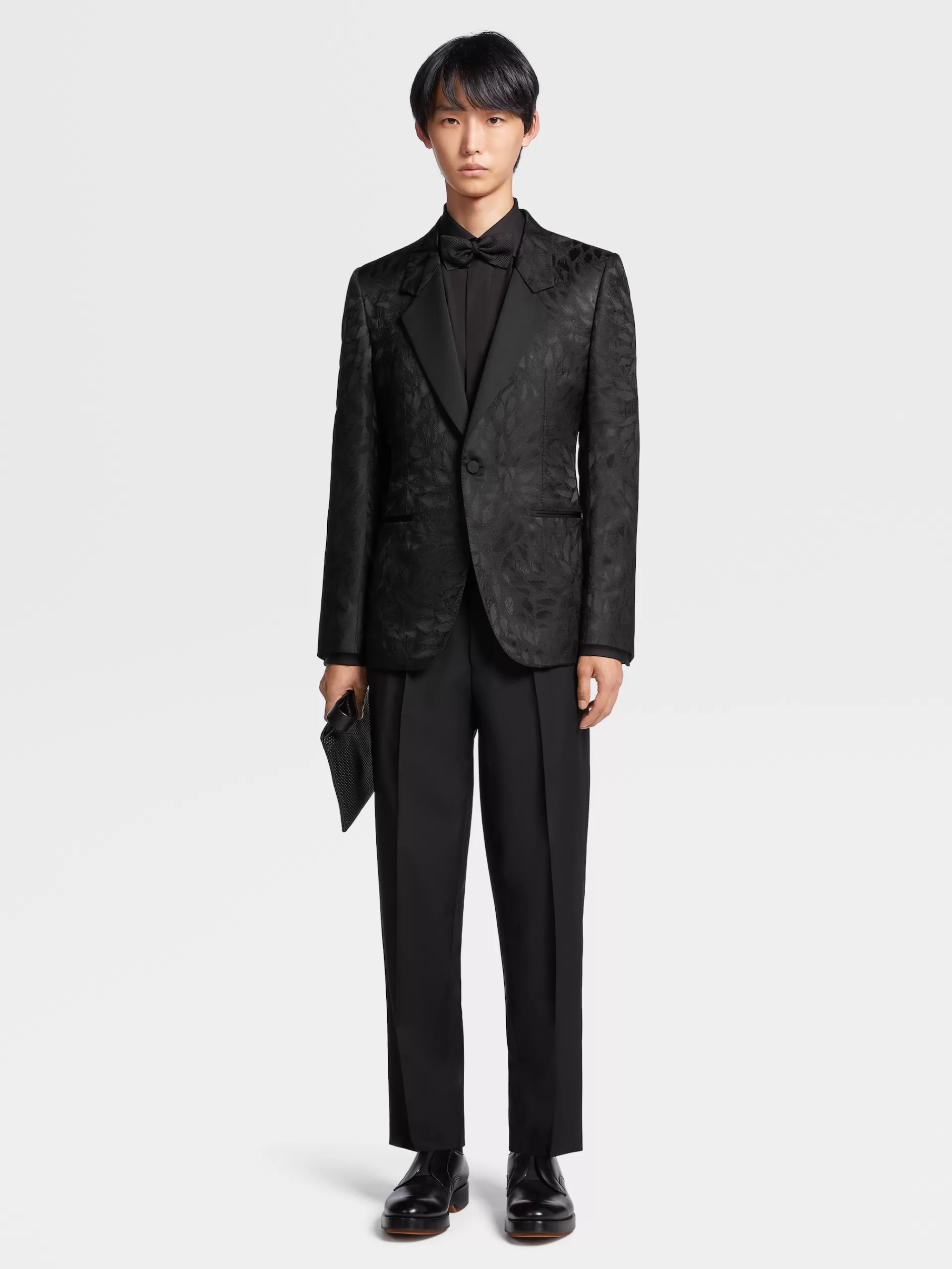 ZEGNA Blazers^Casaco De Noite Em Jacquard De Seda E La Preto