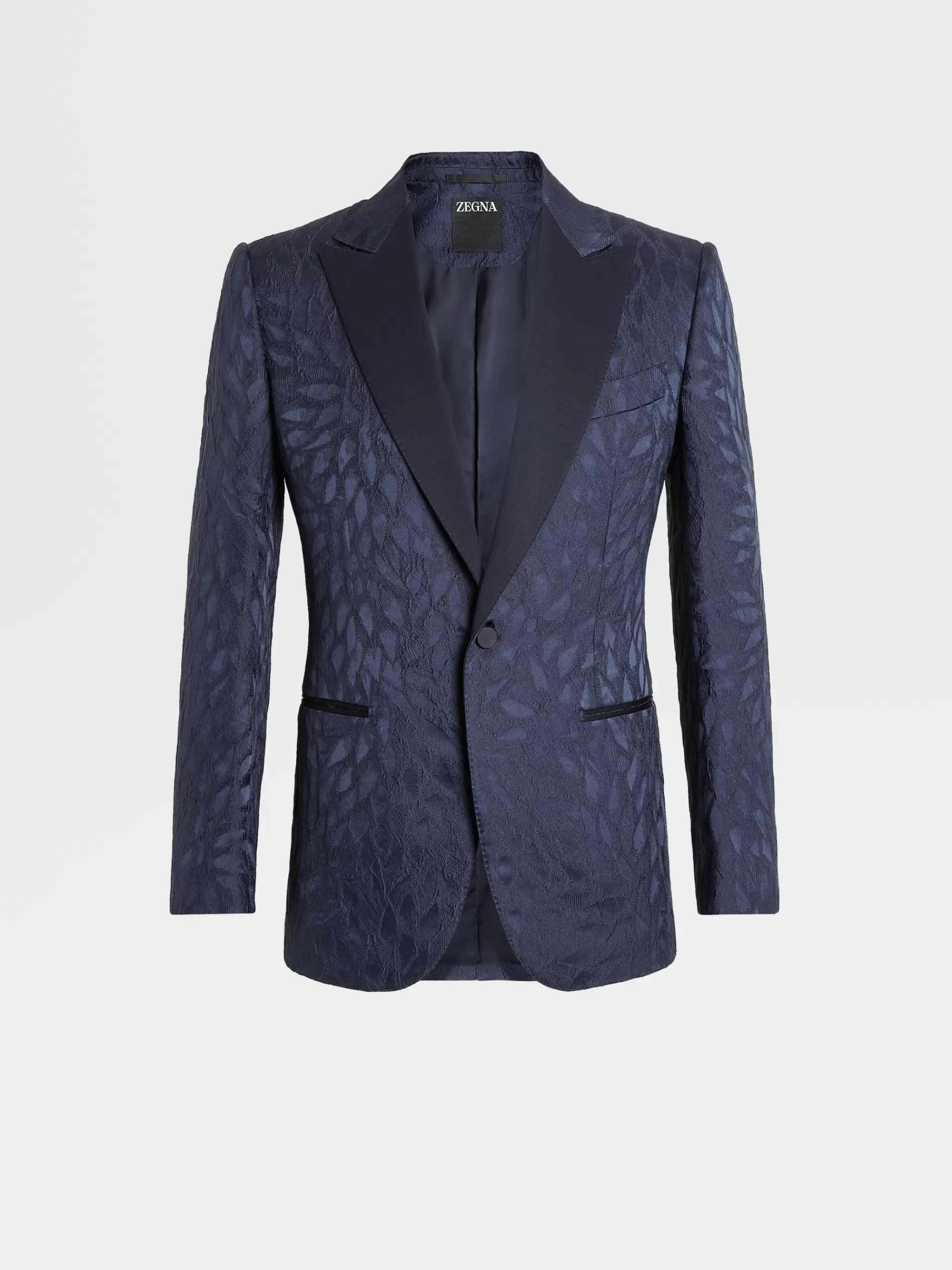 ZEGNA Blazers^Casaco Noite Jacquard Mistura De Seda Azul-Marinho