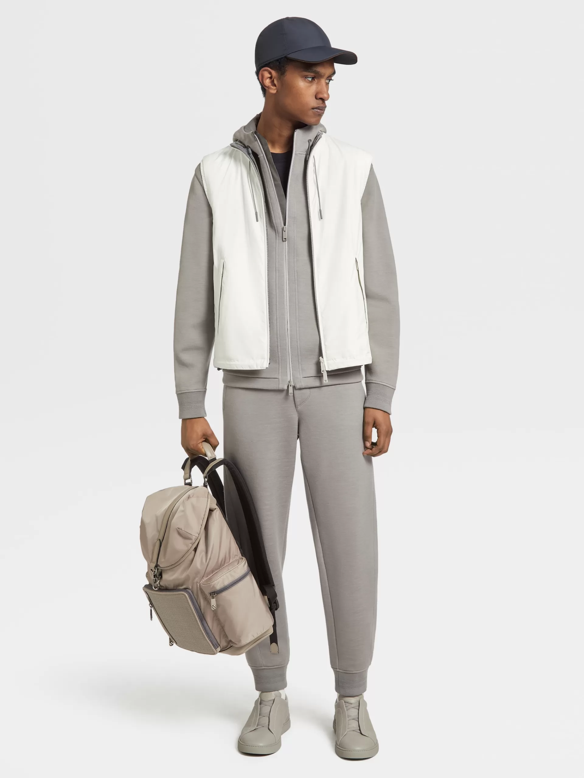 ZEGNA Blusoes E Casacos^Colete Reversivel Em Tecido Tecnico Branco/Cinzento