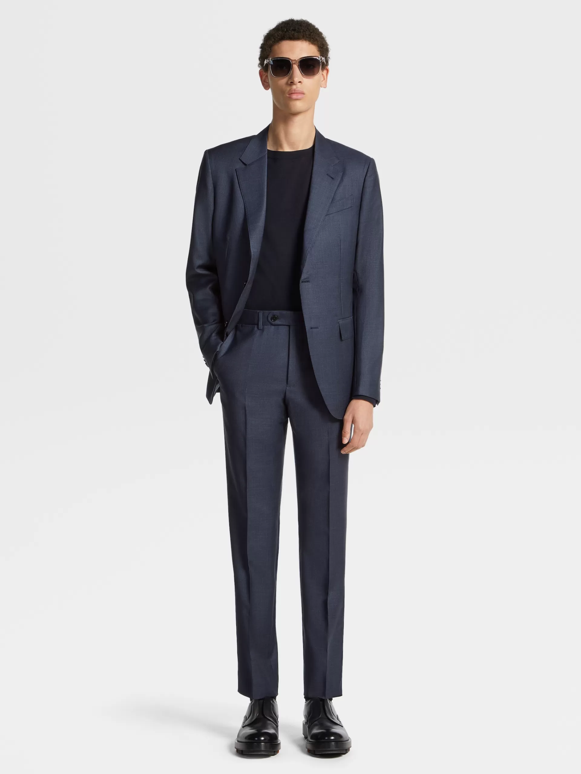 ZEGNA Fatos^Fato Microestruturado Em Pura La Azul