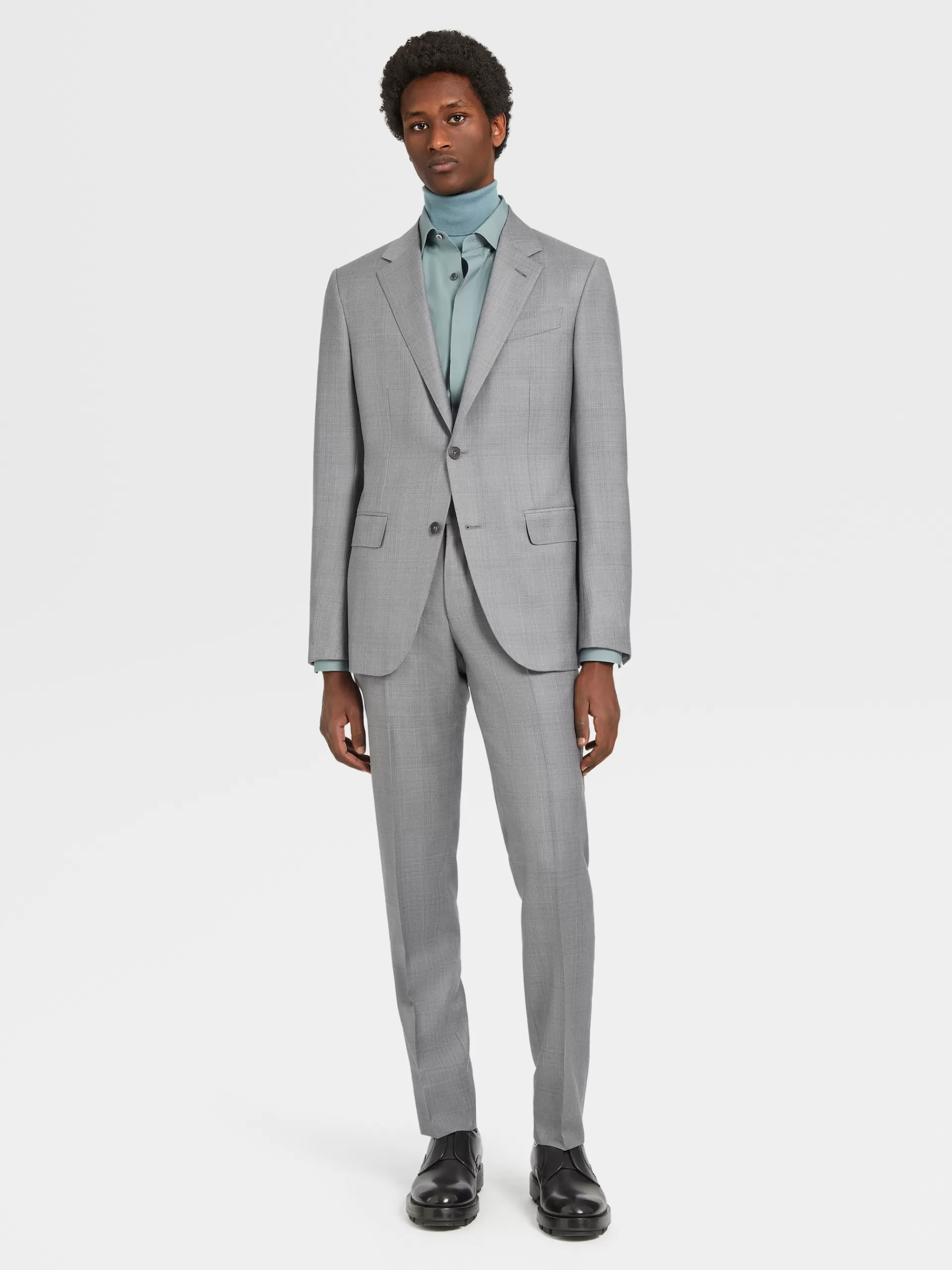 ZEGNA Fatos^Fato Natural De La Trofeo™ Principe De Gales Cinza-Claro Cinzento-Claro
