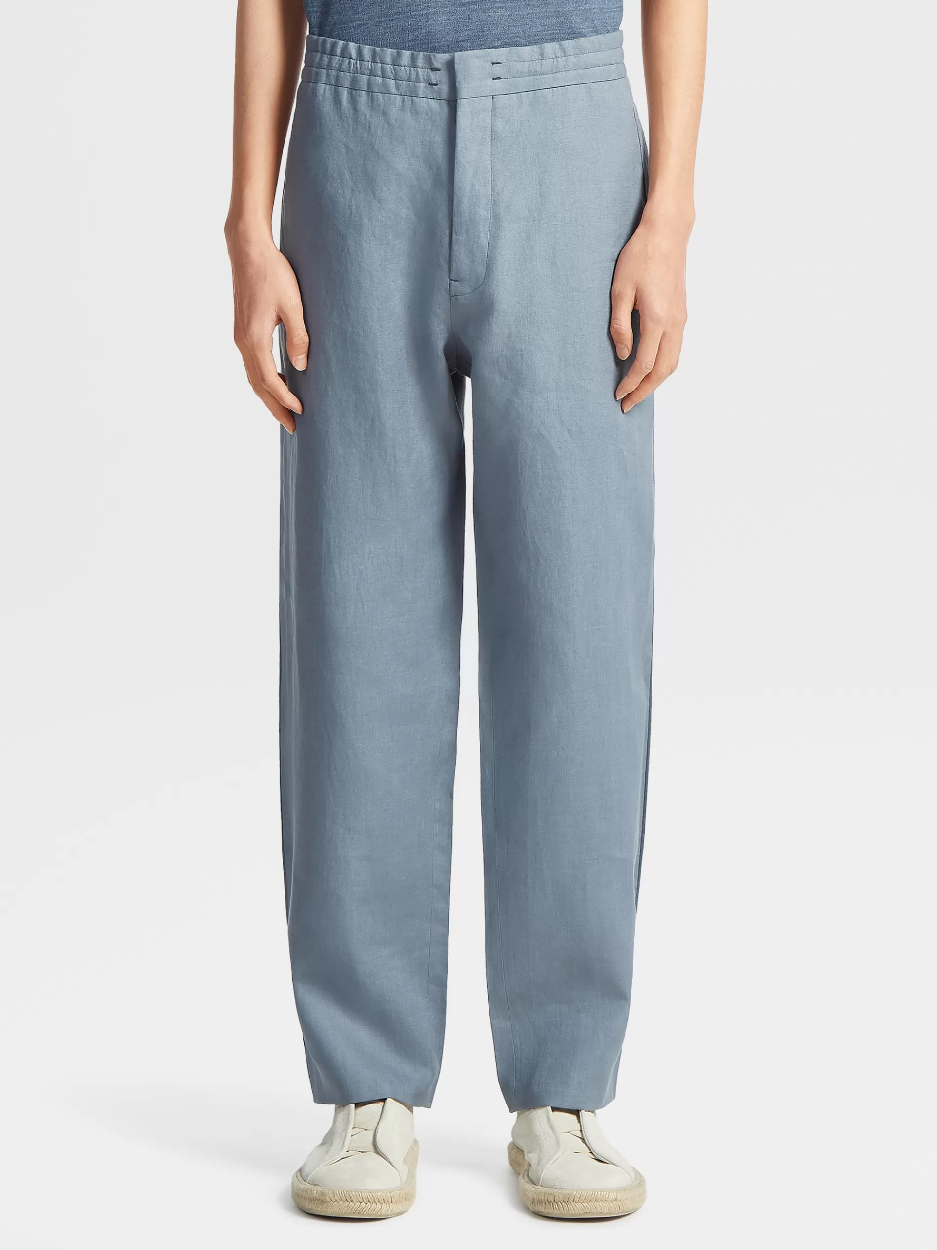 ZEGNA Calças Jogger^Joggers Em Linho Azul Avio