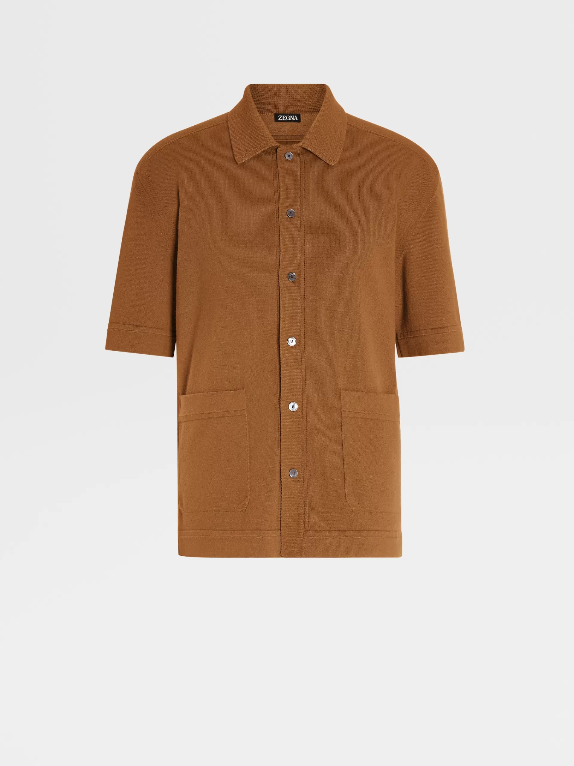 ZEGNA Malhas^Polo De Manga Curta Em Malha De Algodao E Caxemira Cor Vicunha