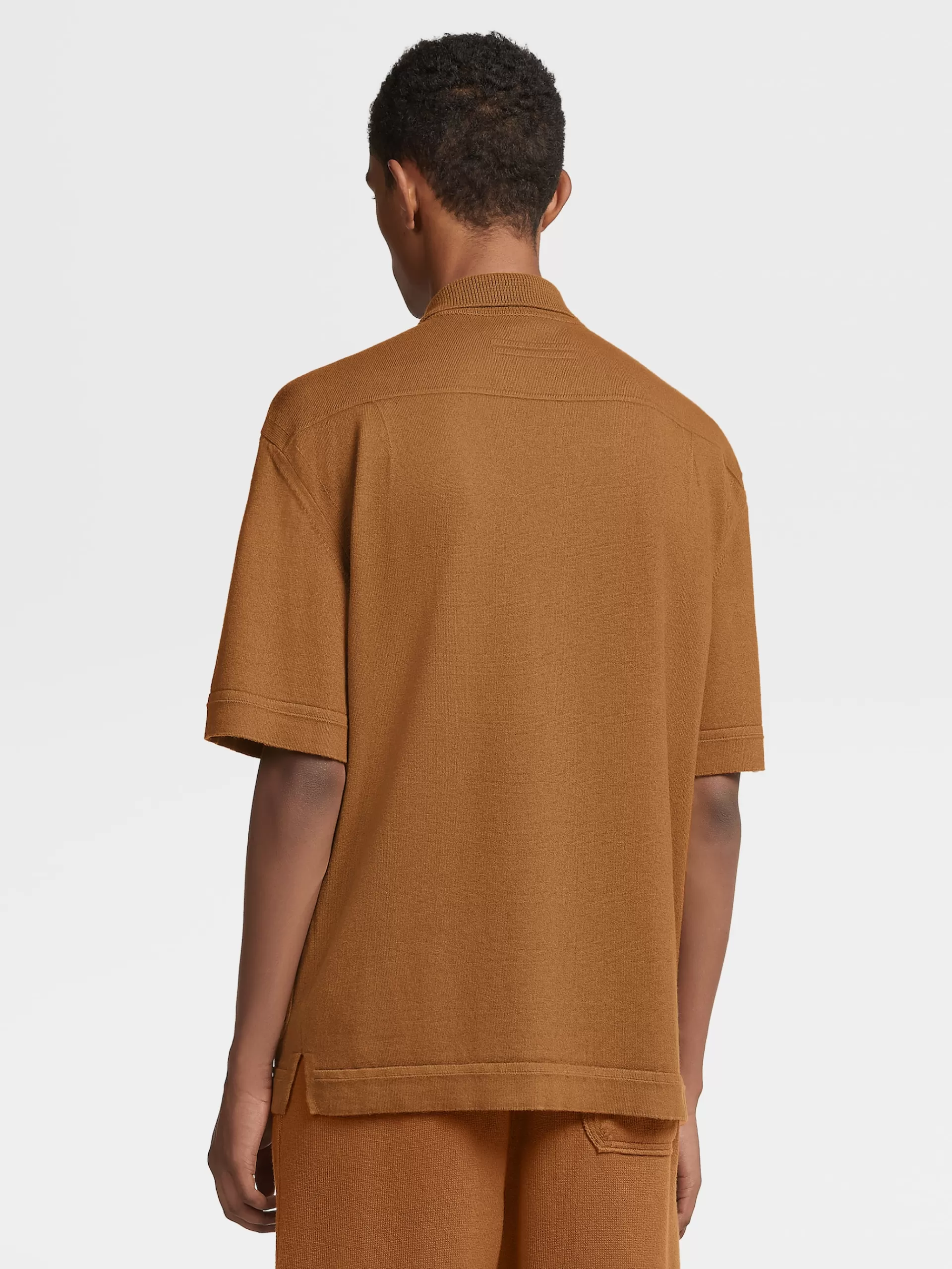 ZEGNA Malhas^Polo De Manga Curta Em Malha De Algodao E Caxemira Cor Vicunha