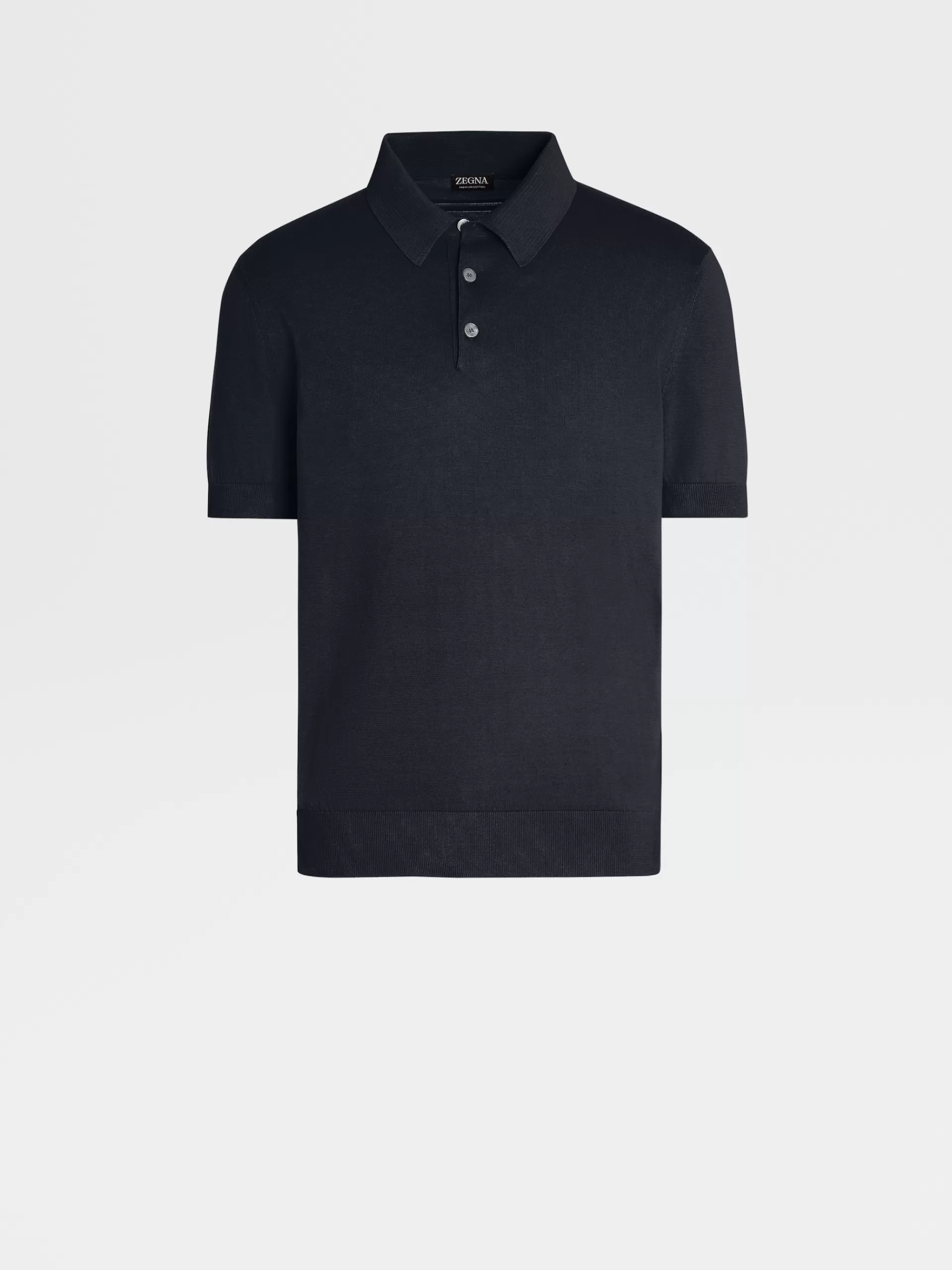 ZEGNA Polos^Polo De Manga Curta Em Malha Premium Cotton Azul-Marinho