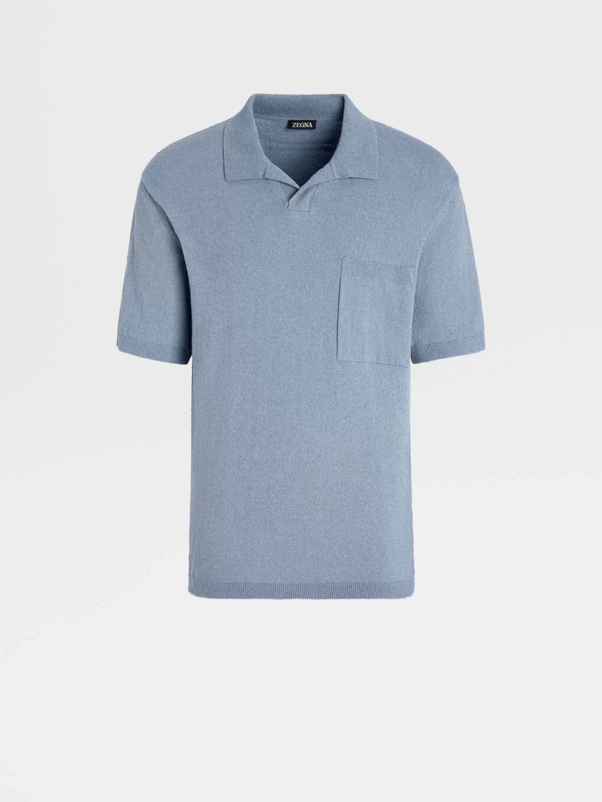 ZEGNA Polos^Polo Em Mistura De Algodao Azul Avio