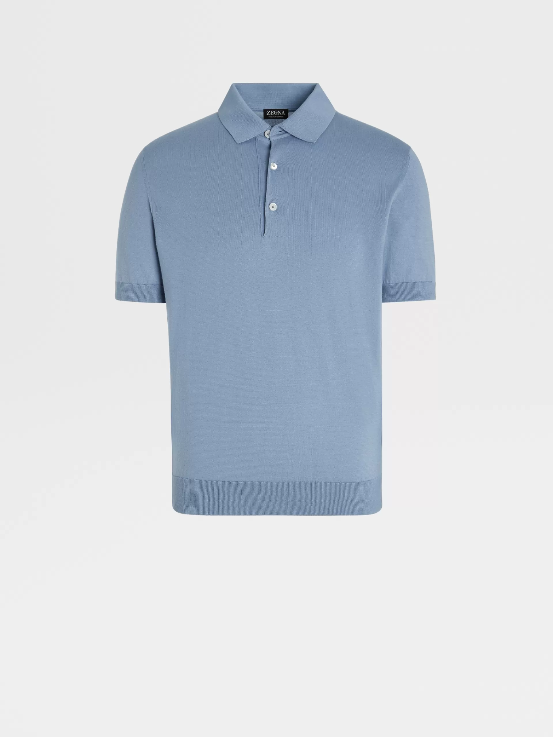 ZEGNA Polos^Polo Em Premium Cotton Azul Avio