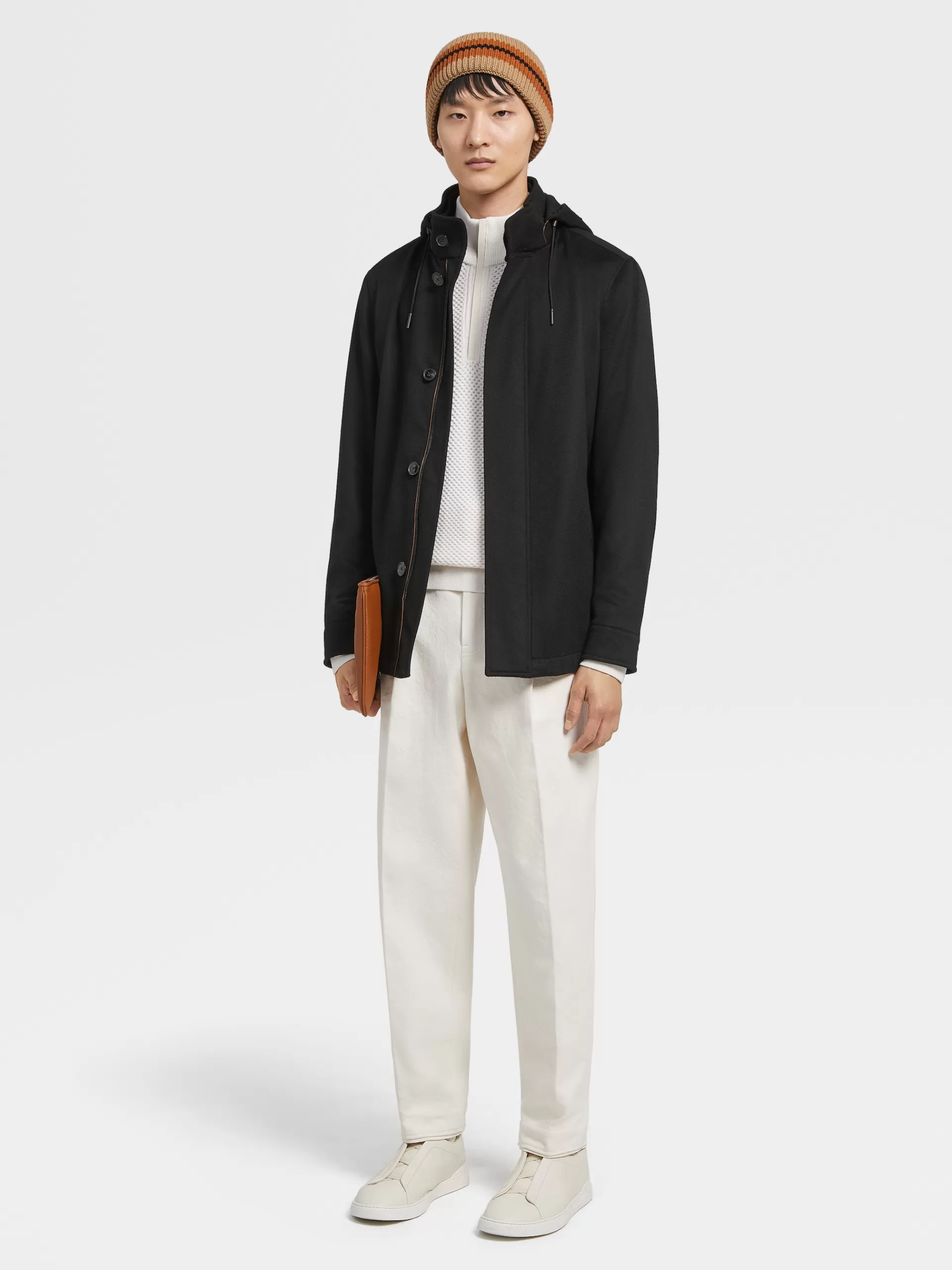 ZEGNA Blusoes E Casacos^Sobrecasaco Com Capuz Oasi Cashmere Lite Preto