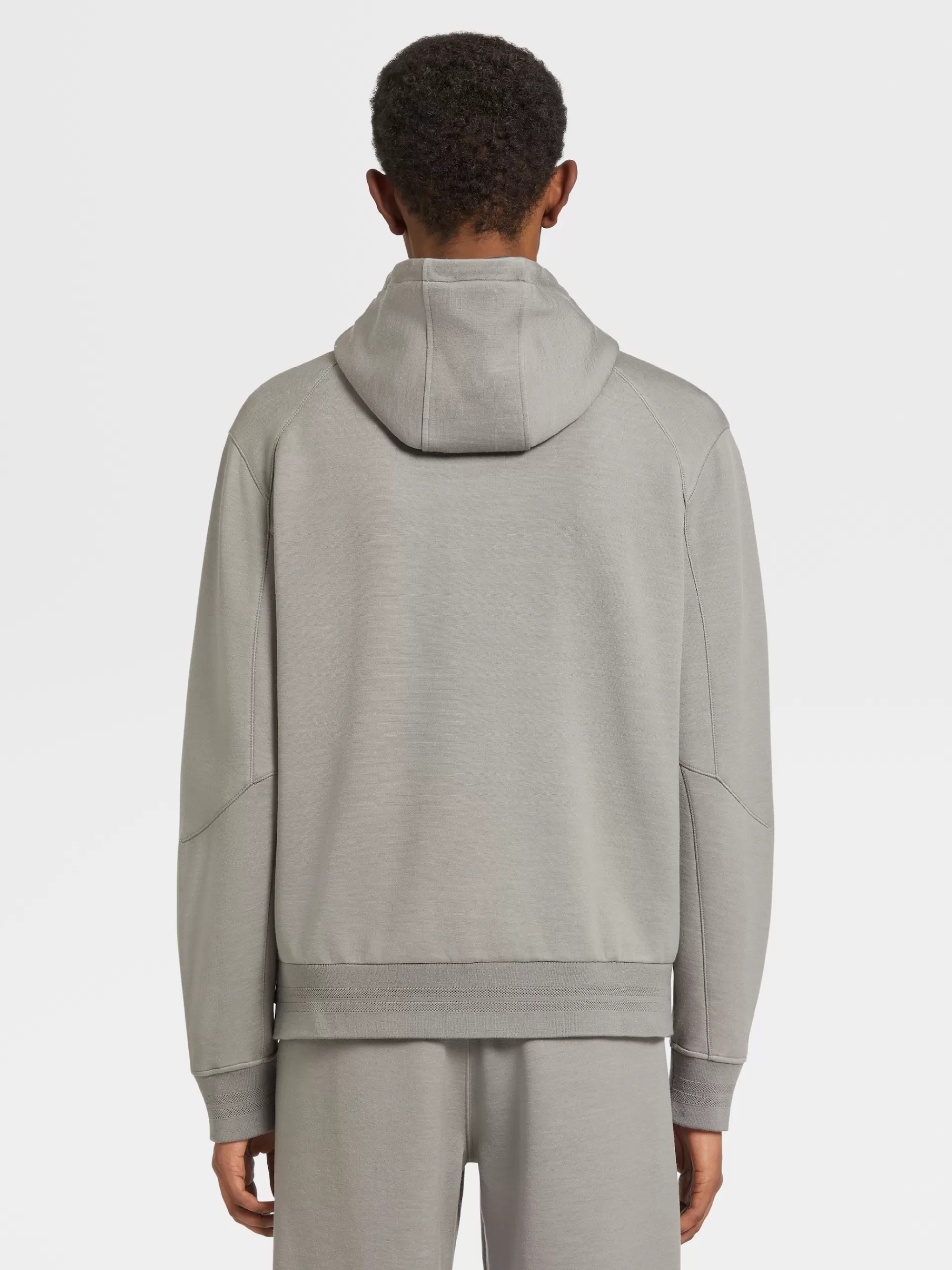 ZEGNA Sweatshirts^Sweatshirt High Performance™ Com Capuz E Fecho De Correr Integral Cinzento
