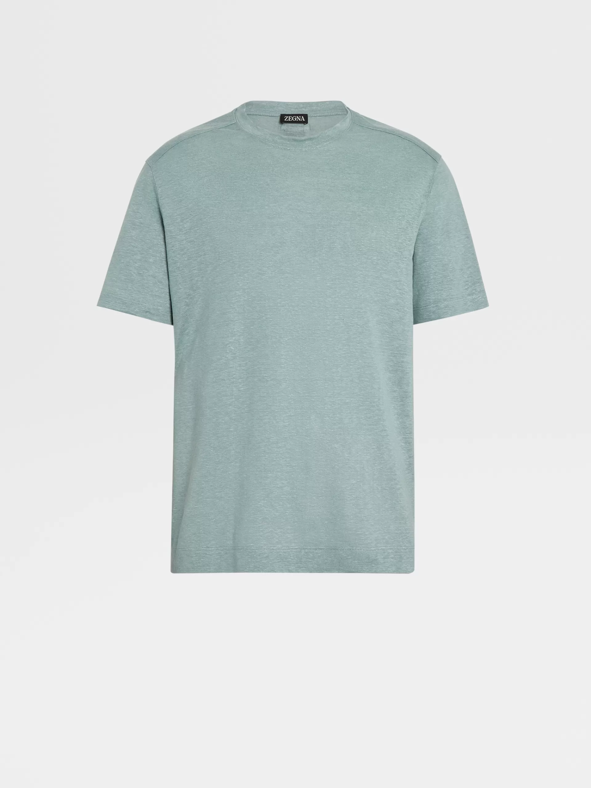 ZEGNA T-Shirts^T-Shirt De Manga Curta Em Linho Puro Verde-Agua