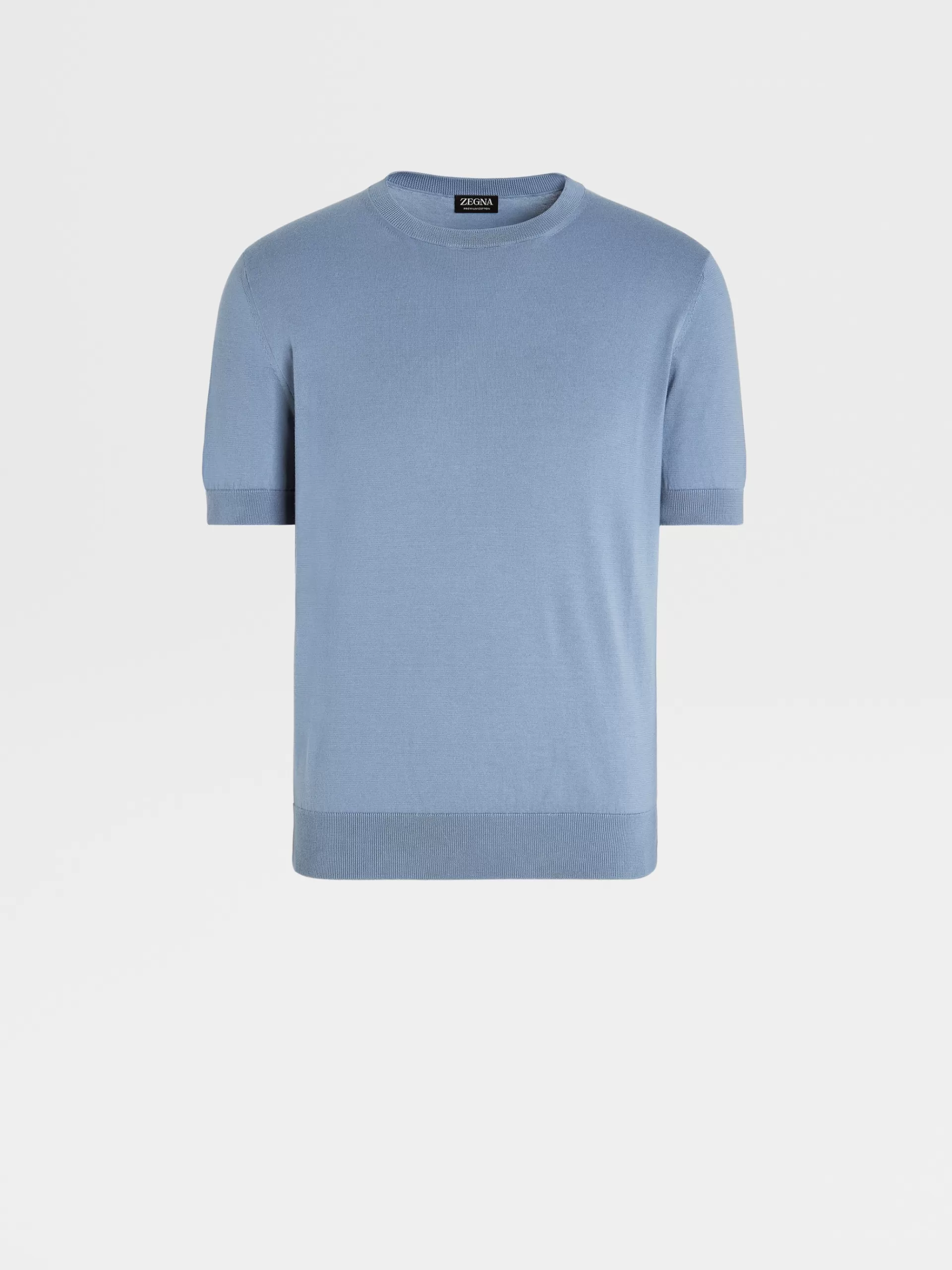 ZEGNA Malhas^T-Shirt Em Premium Cotton Azul Avio
